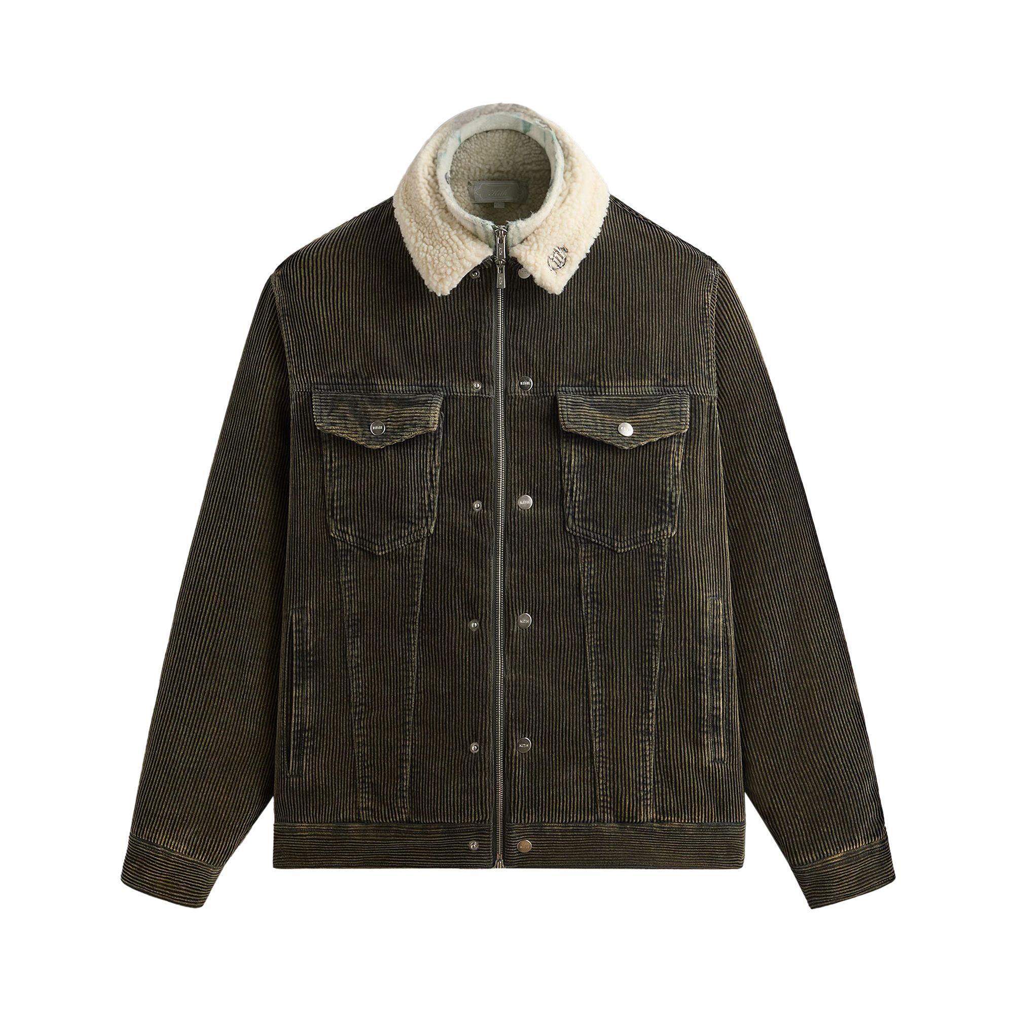 Pre-owned Kith Washed Corduroy Laight Jacket 'machine' | Green | Men's Size M
