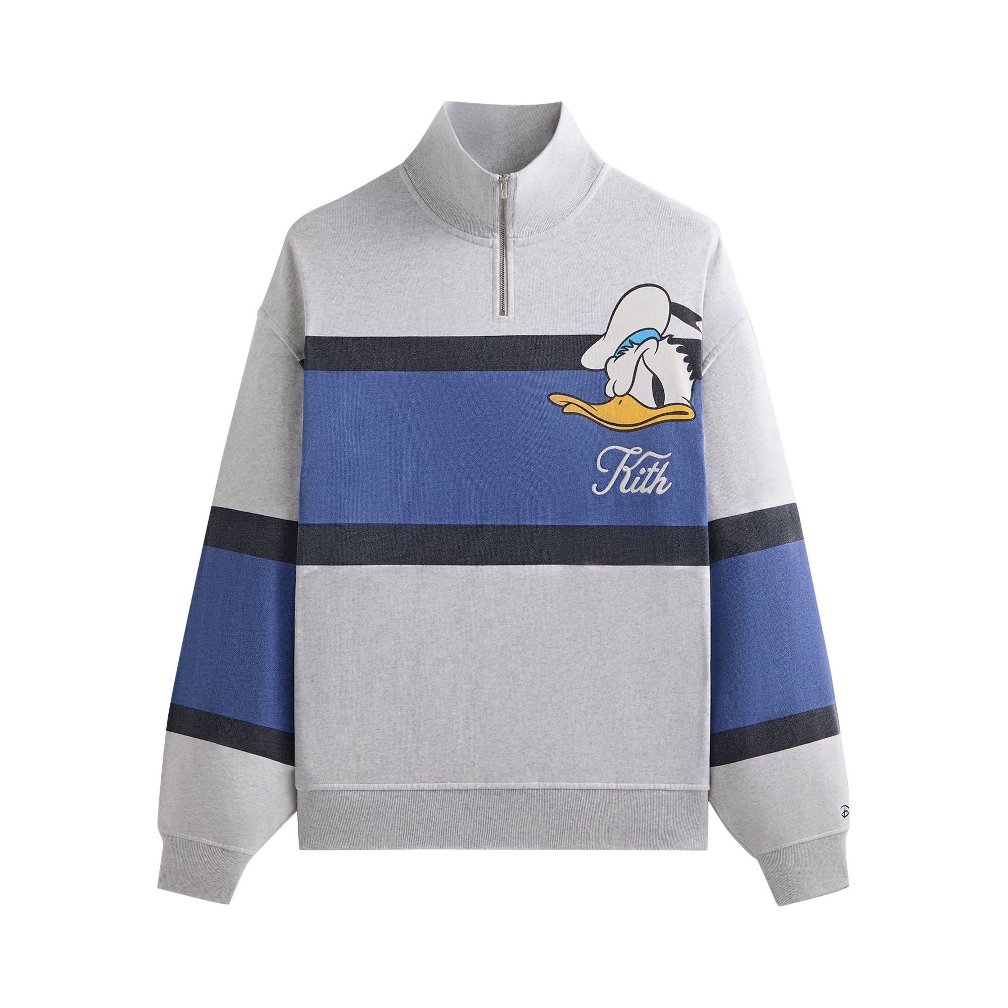 Pre-owned Kith X Disney Donald Duck Quarter Zip Fleece Wyona Sweatshirt 'light Heather Grey' | Men's Size L