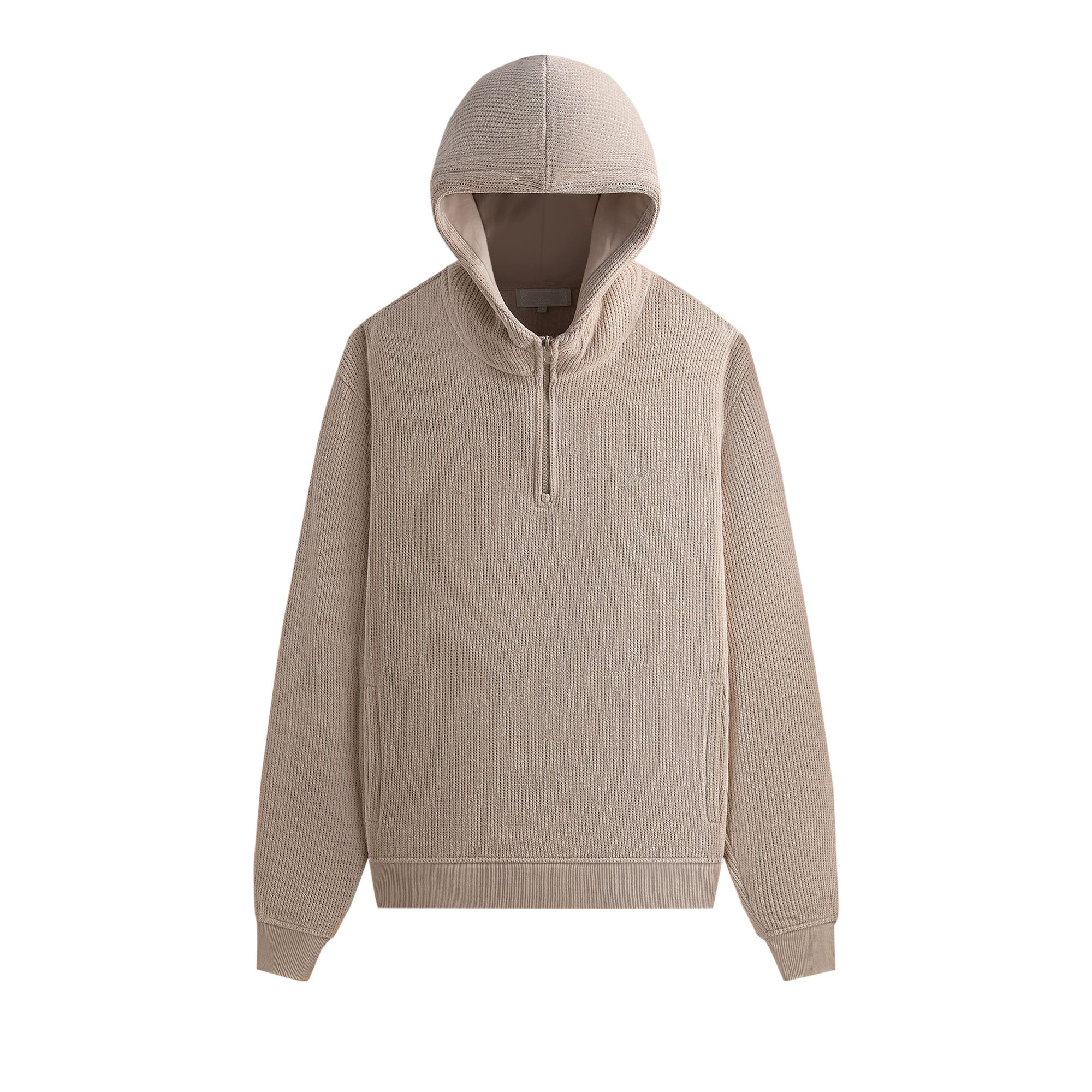 Pre-owned Kith Bonded Waffle Coleman Quarter Zip Hoodie 'session' | Tan | Men's Size M In Brown