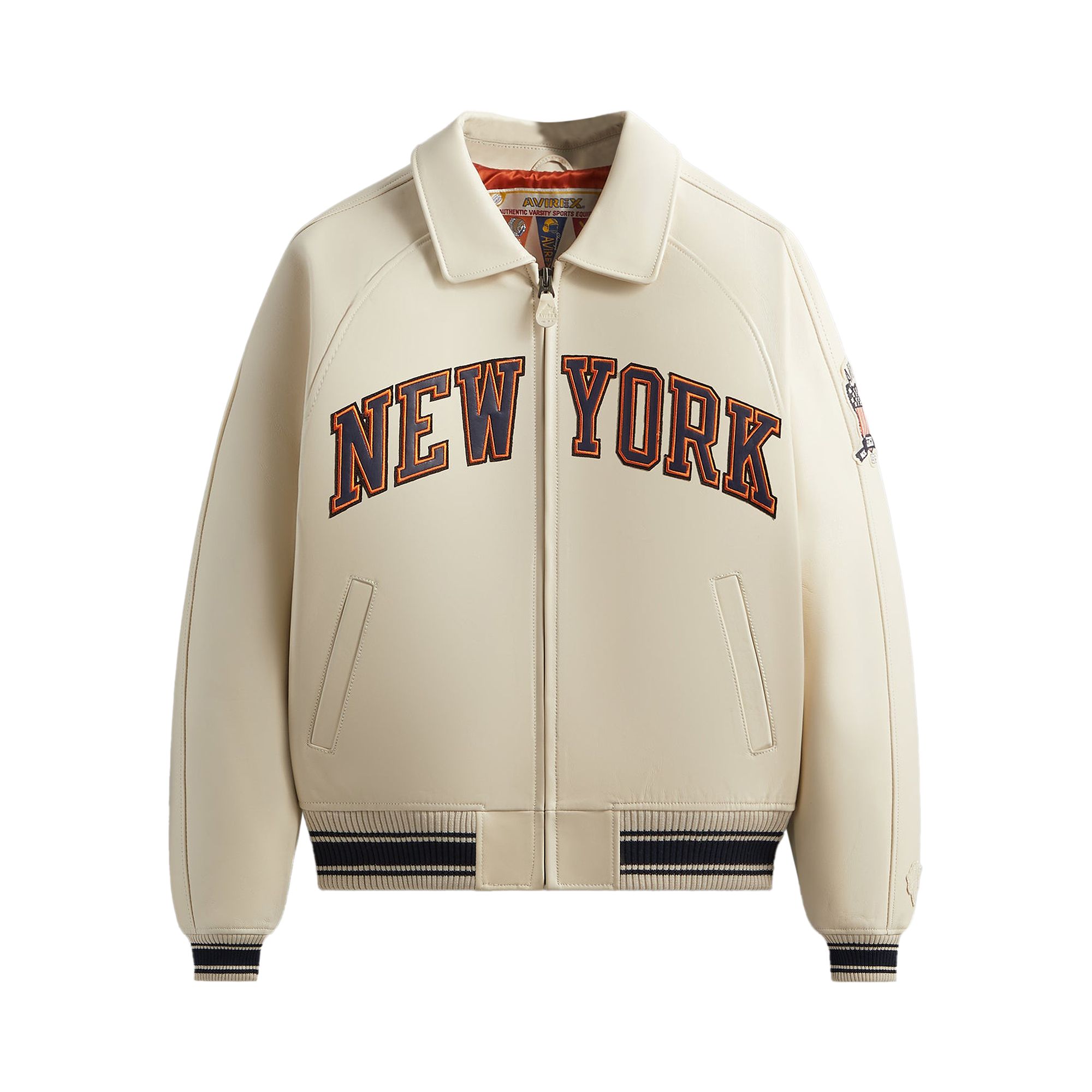 Pre-owned Kith & Avirex For The New York Knicks Icon Jacket 'sandrift' | Cream | Men's Size Xl