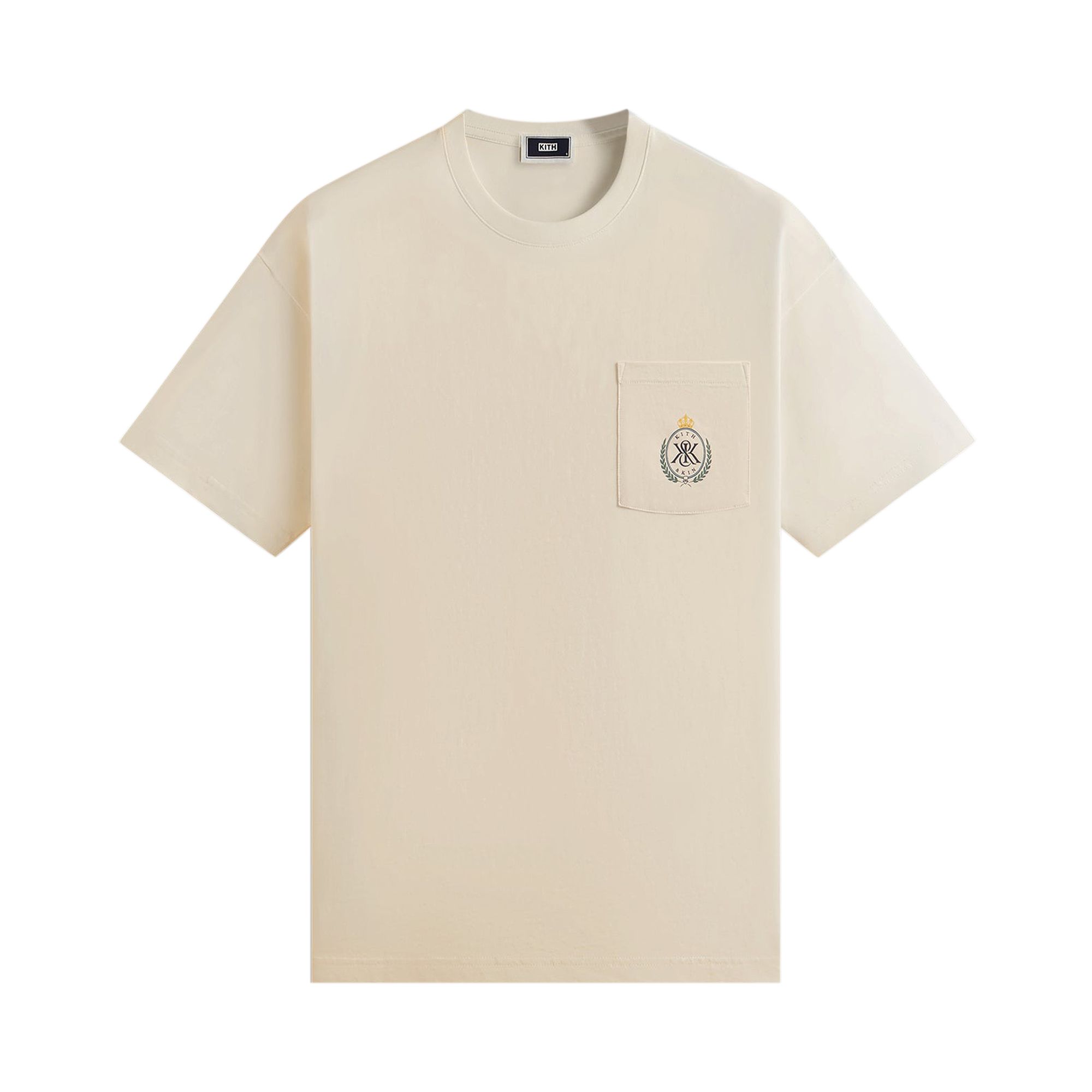 Pre-owned Kith K&k Crest Pocket Tee 'sandrift' | Cream | Men's Size L In White