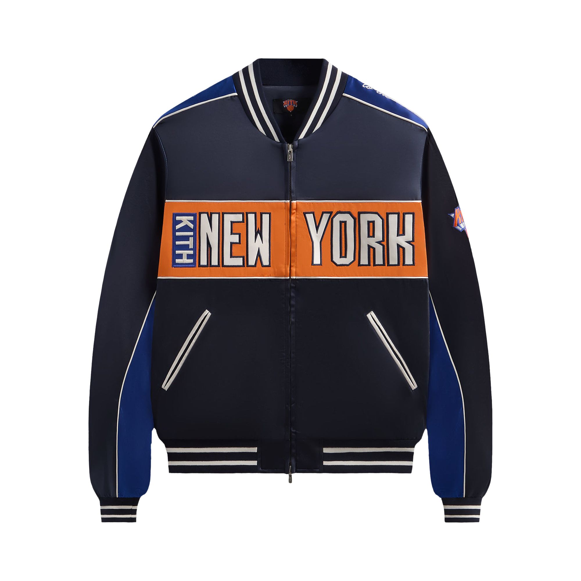 Pre-owned Kith For The New York Knicks Souvenir Jacket 'nocturnal' | Blue | Men's Size L