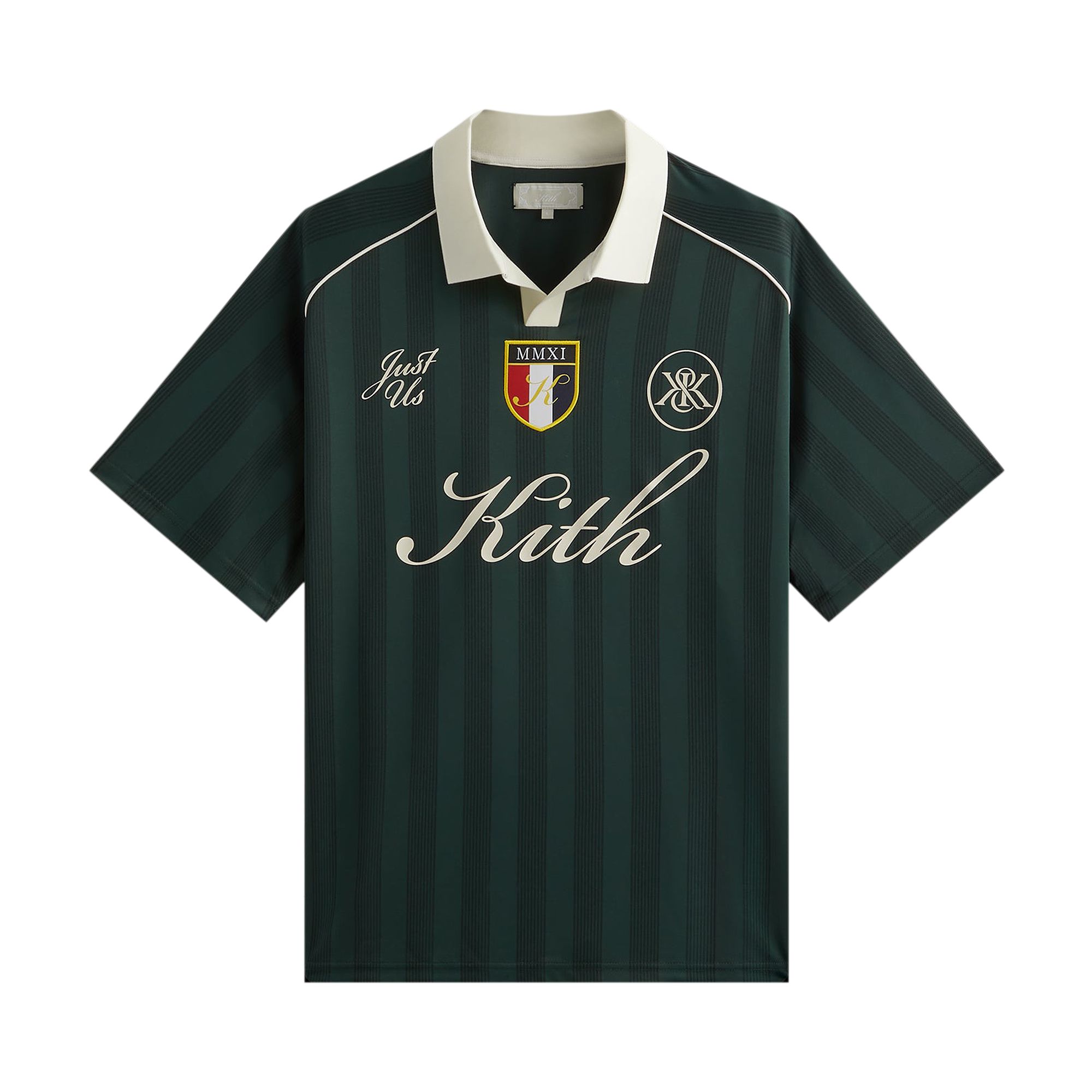 Pre-owned Kith Shadow Stripe Marcel Soccer Top 'stadium' In Green