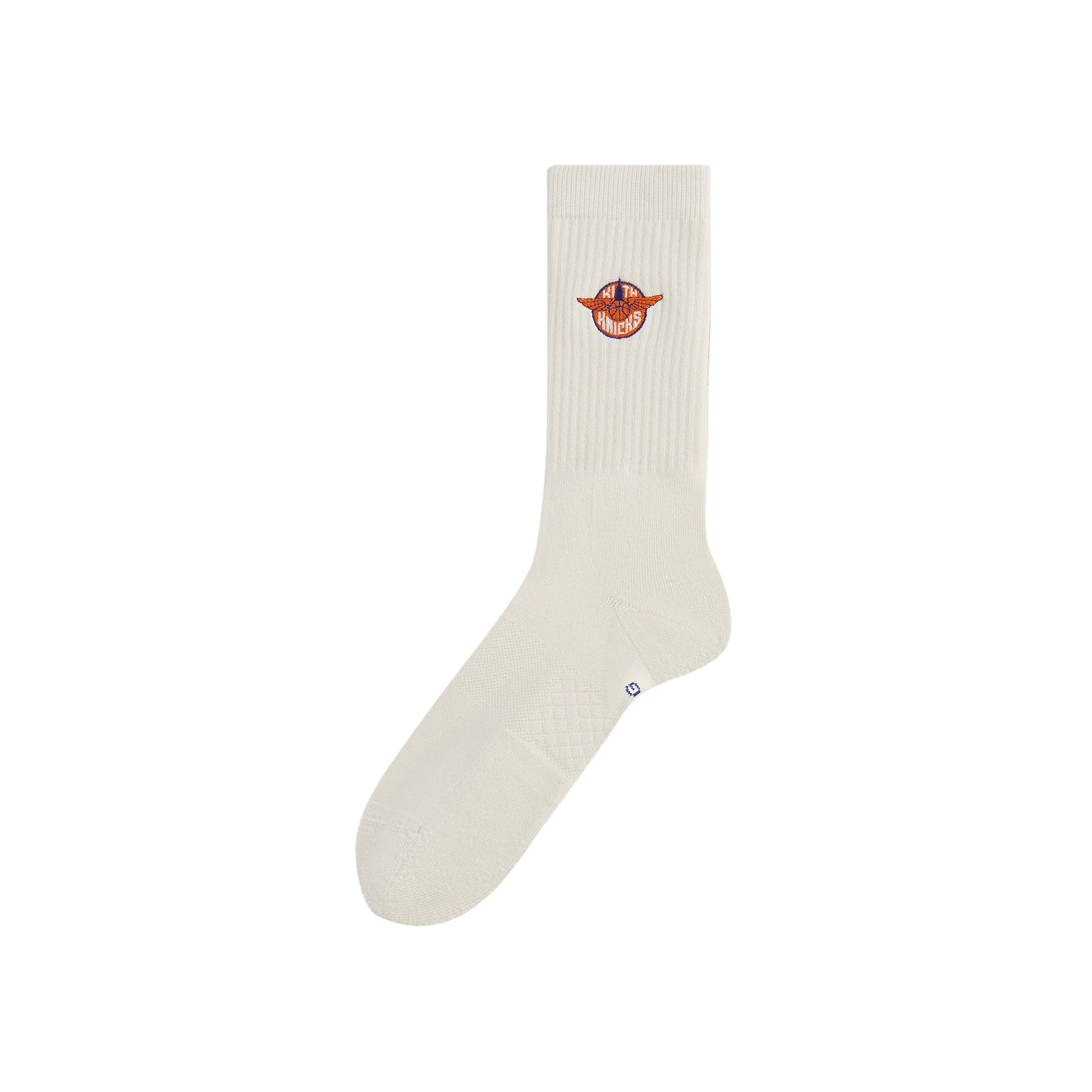 Pre-owned Kith & Stance For The New York Knicks Wingman Crew Socks 'silk' | Cream | Men's Size Onesize In White