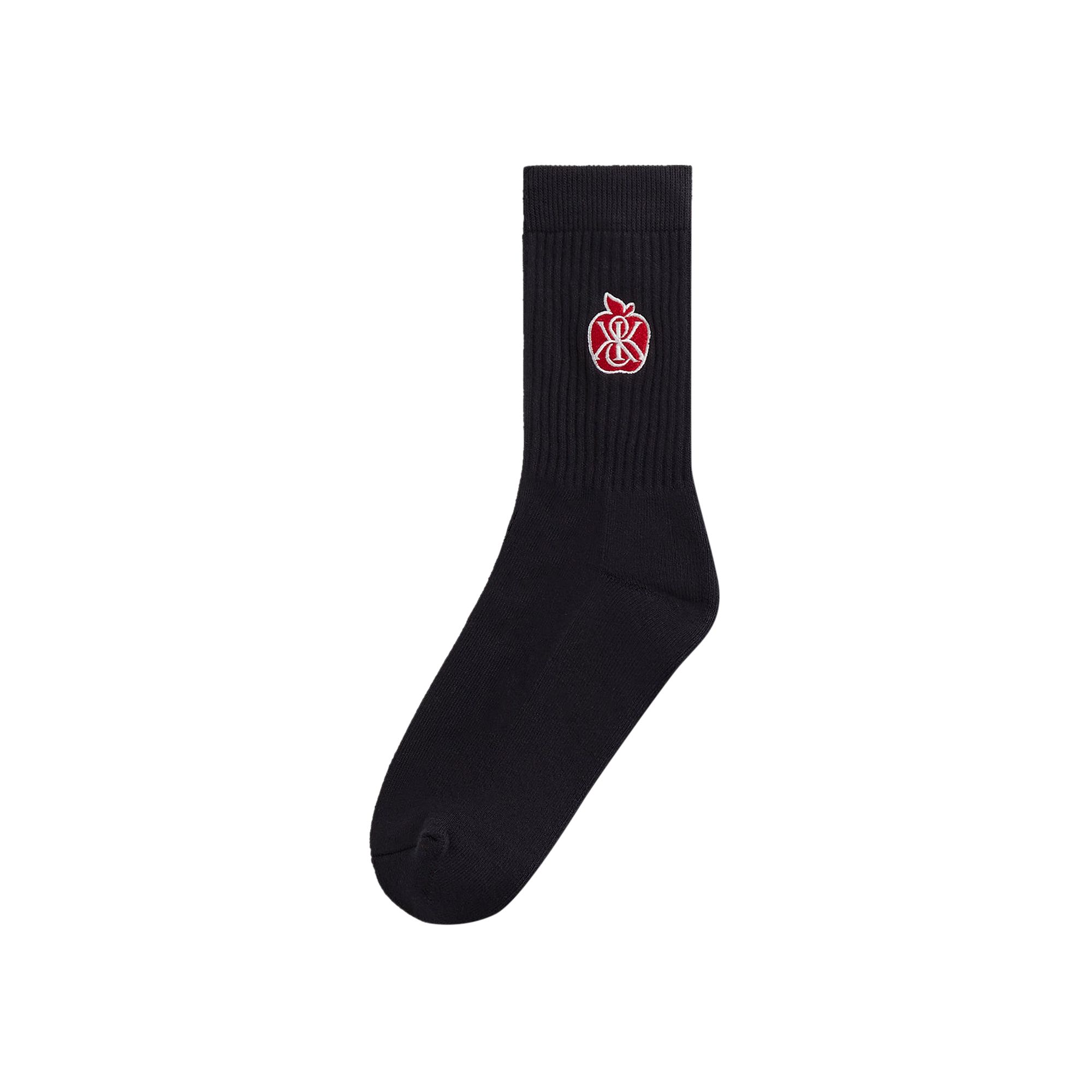 Pre-owned Kith Apple Crest Embroidered Socks 'black' | Men's Size Onesize