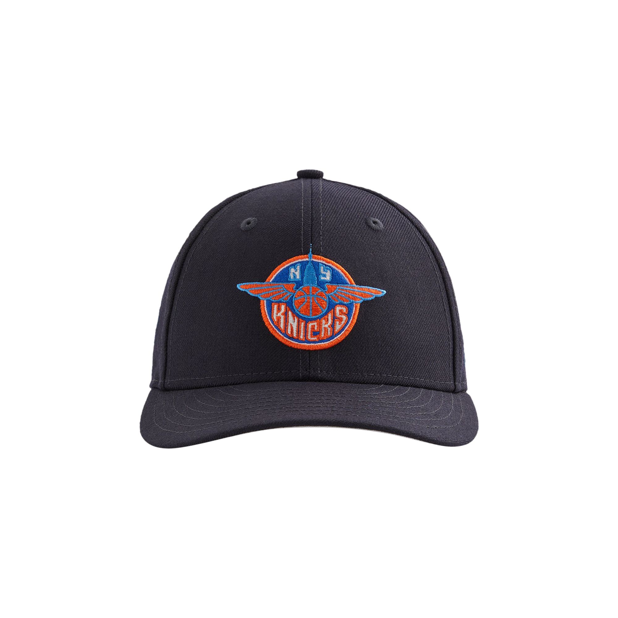 Pre-owned Kith & New Era For The New York Knicks Wings Logo Low Profile 59fifty Fitted 'nocturnal' | Blue | Me