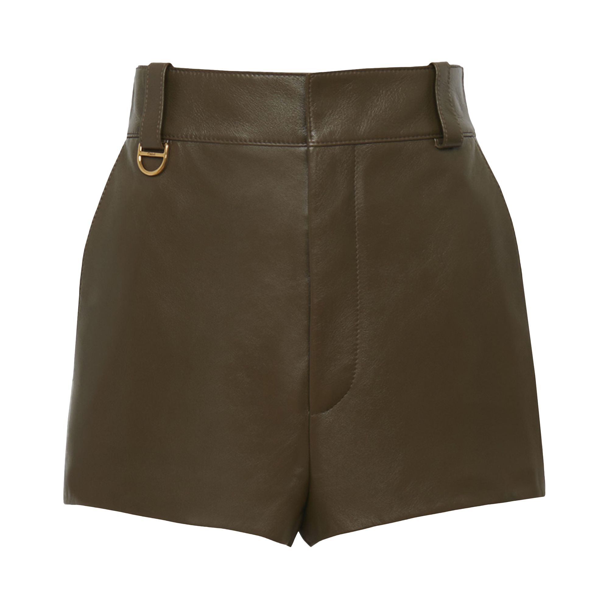 Pre-owned Chloé Leather Shorts 'deep Olive' | Green | Women's Size 34