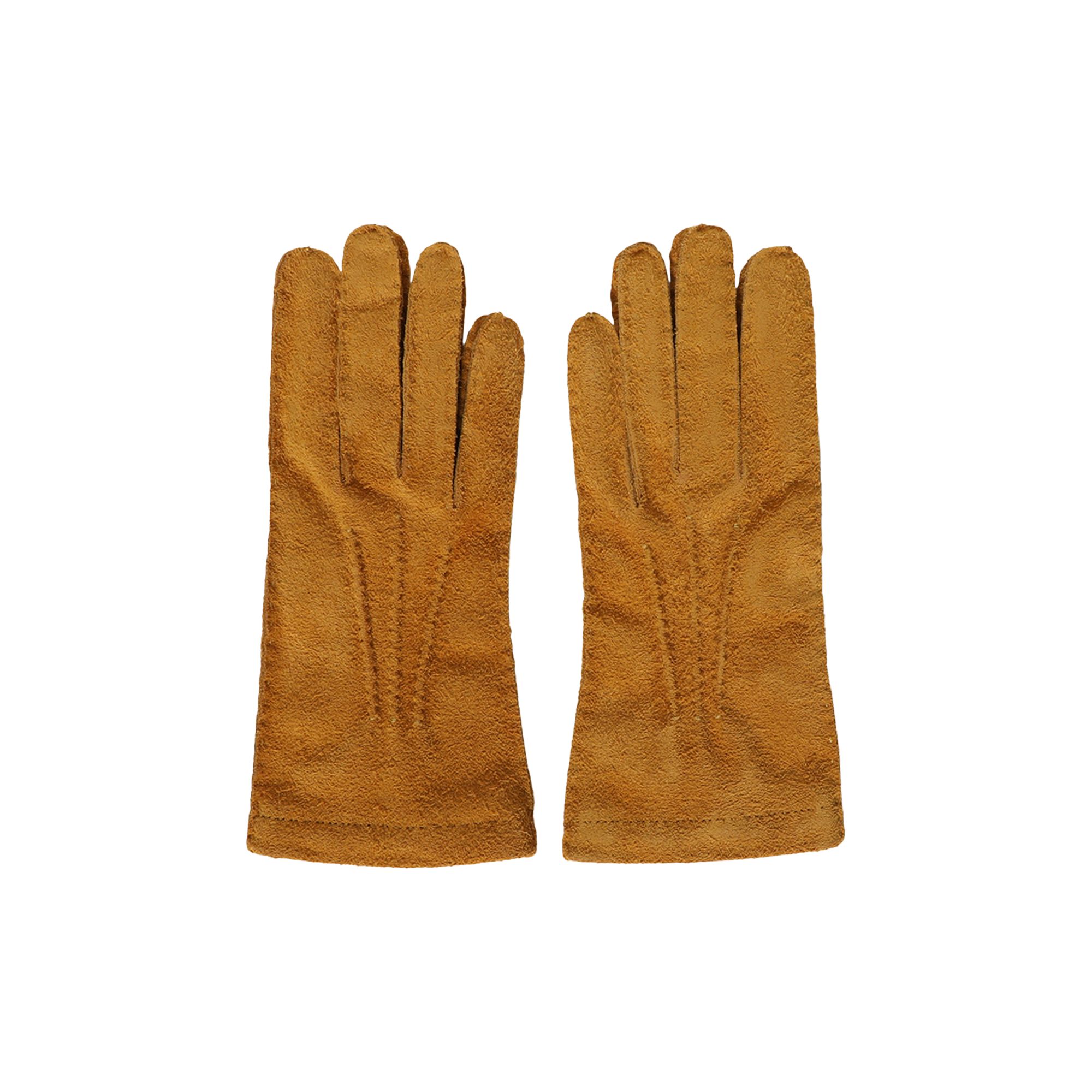 Pre-owned Miu Miu Ochre Suede Gloves 'ocra' | Tan | Women's Size 7.5