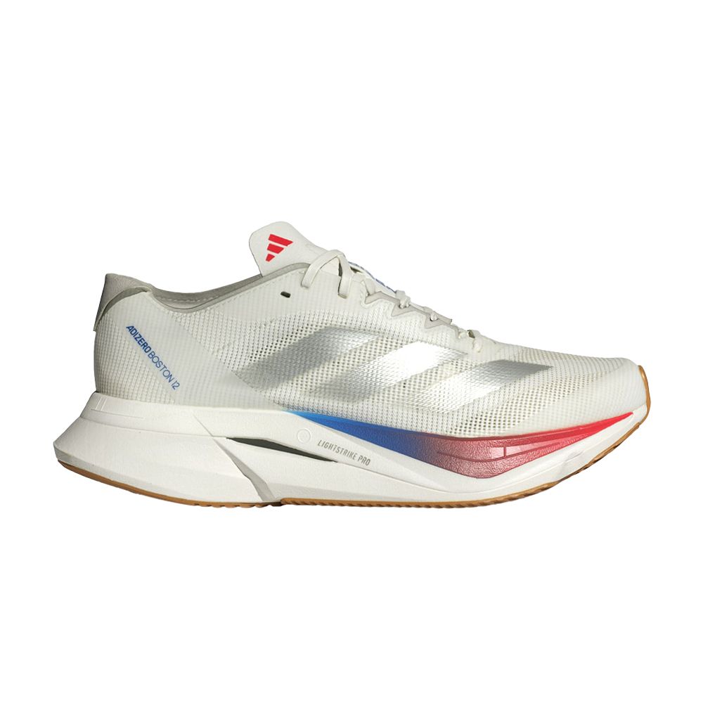 Pre-owned Adidas Originals Adidas Wmns Adizero Boston 12 'white Matte Silver Pure Ruby' | Women's Size 9.5