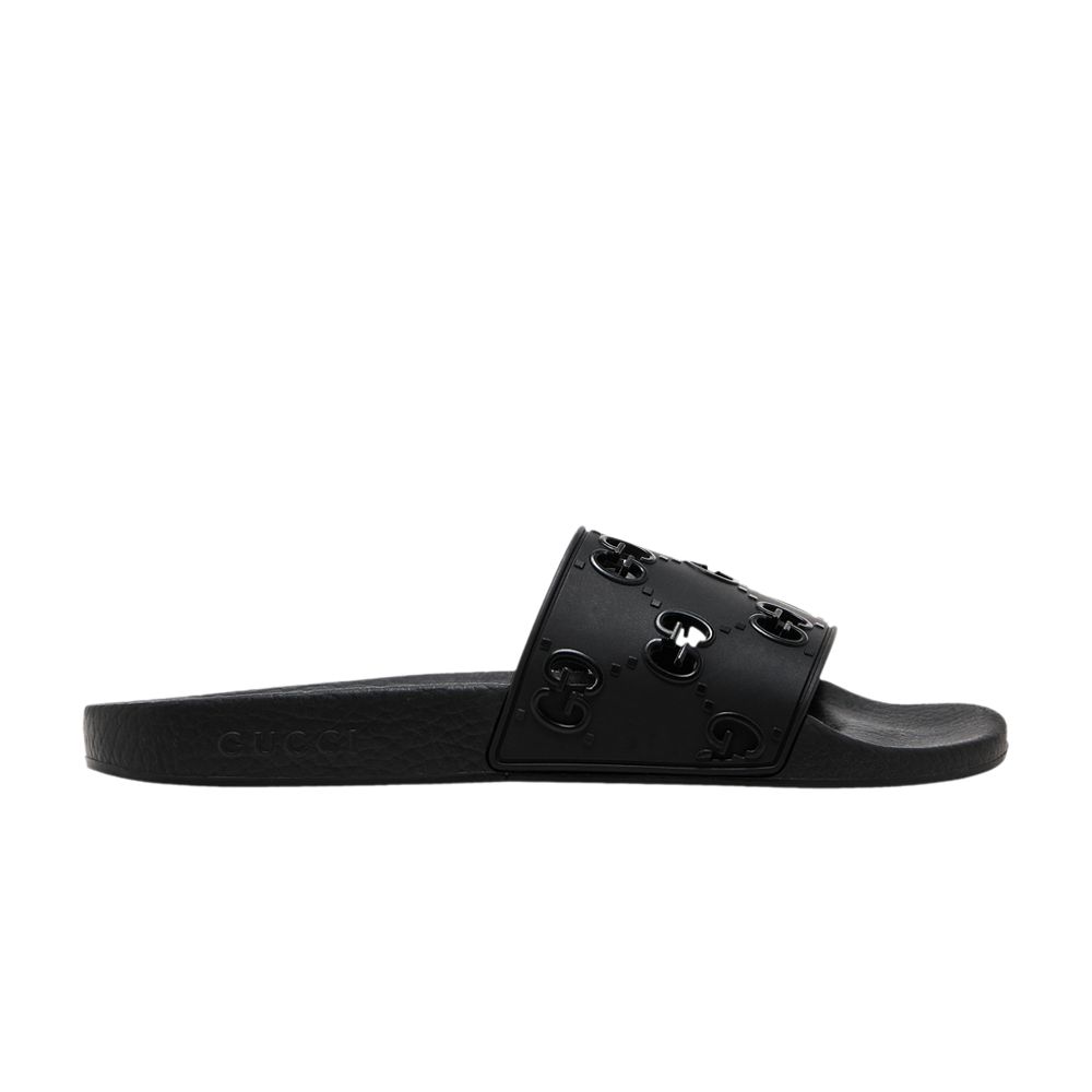 Pre-owned Gucci Wmns Rubber Gg Slide 'black' | Women's Size 34