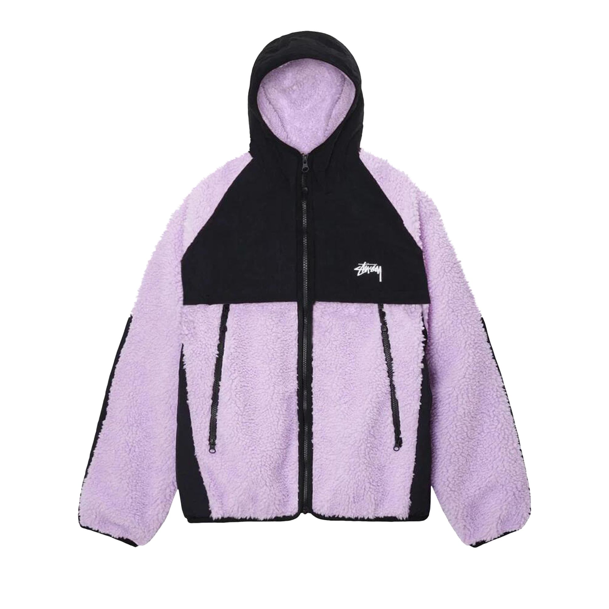 Pre-owned Stussy Sherpa Paneled Hooded Jacket 'lavender'