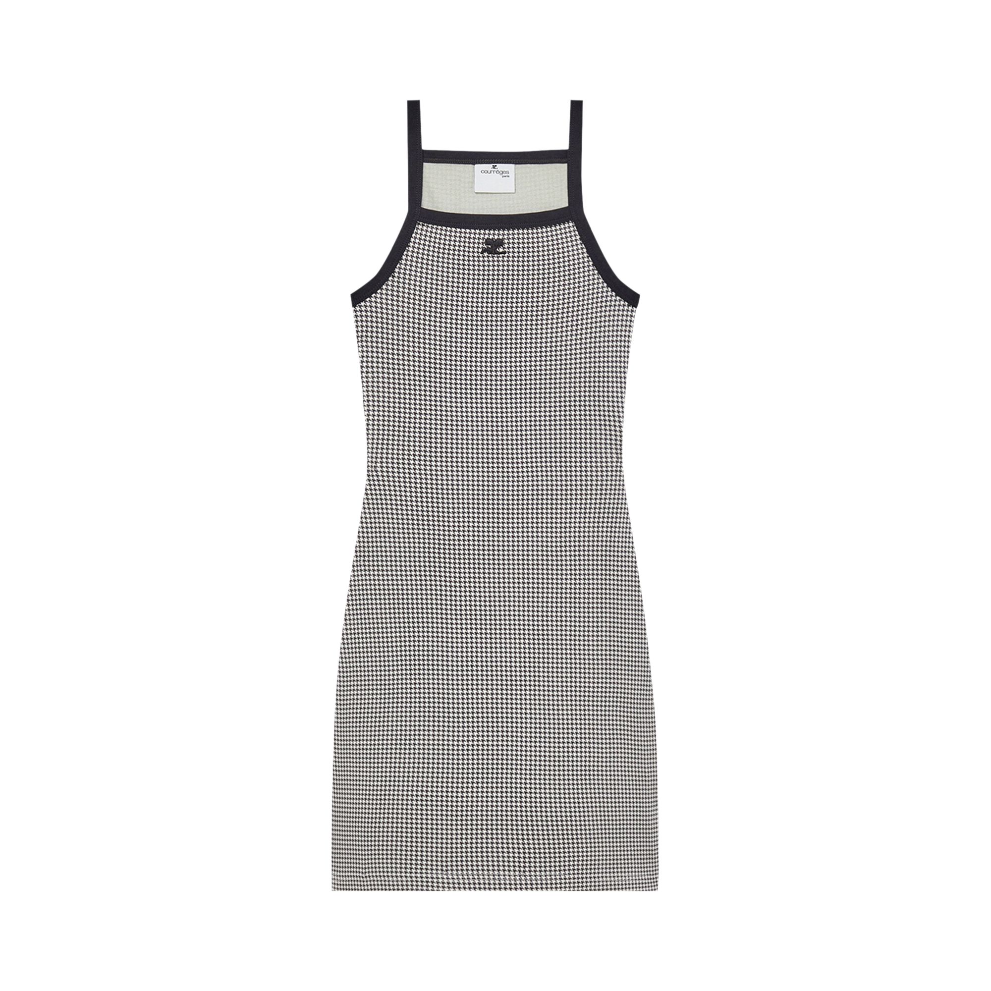 Pre-owned Courrèges Contrast Mini Dress 'houndstooth White/black'