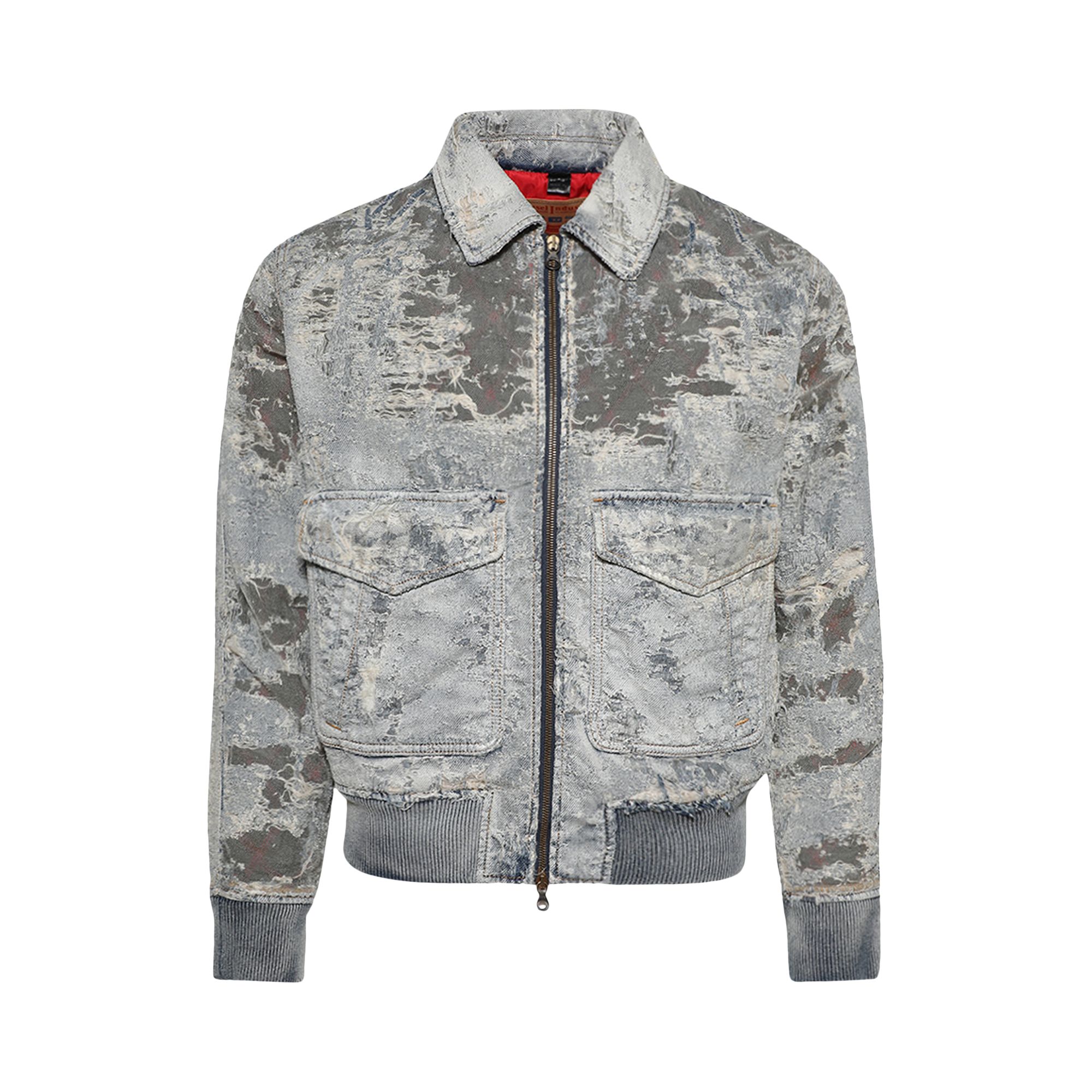 Pre-owned Diesel D-muddy-fsf Jacket 'light Blue Denim' | Grey | Men's Size Xl