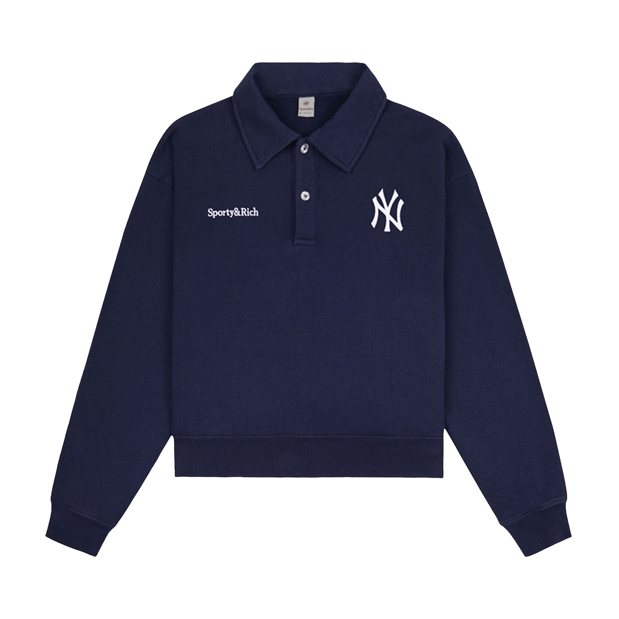 Pre-owned Sporty And Rich Sporty & Rich Yankees Serif Polo 'navy/white'