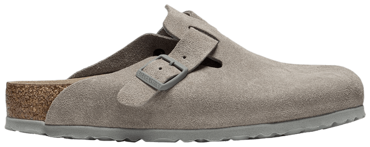 Birkenstock Boston Soft Footbed Suede Stone Coin