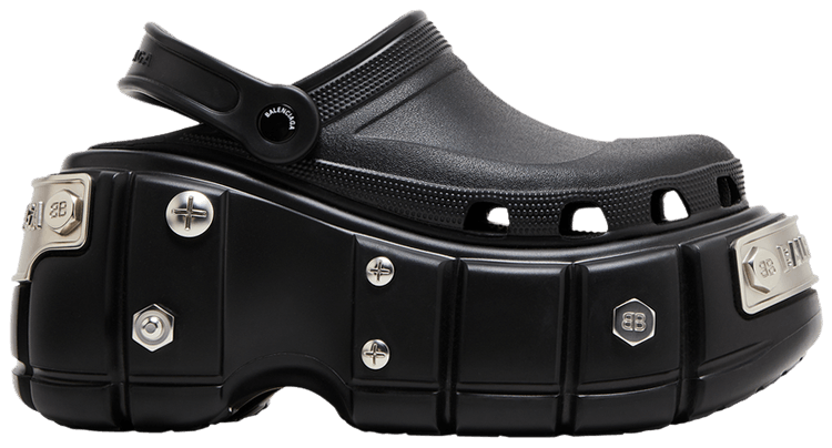 関税負担なし◆BALENCIAGA◆Crocs プラットフォームスライド Balenciaga X Crocs Embellished Platform Clogs in Black | Lyst