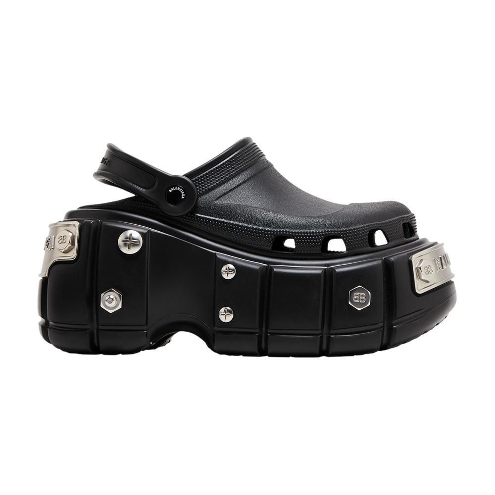Pre-owned Balenciaga Crocs X Wmns Hardcrocs Slide 'nero Silver' | Black | Women's Size 35