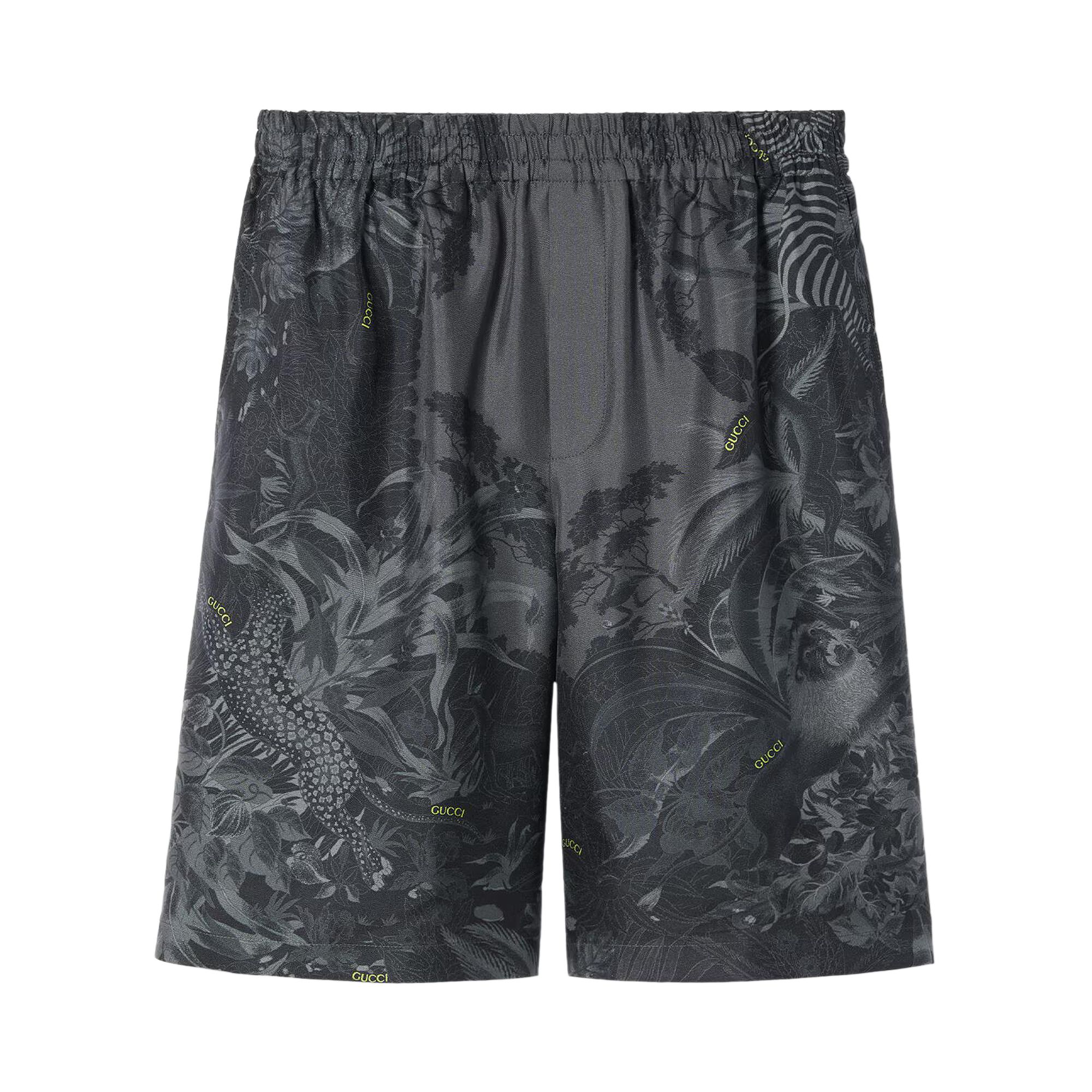 Pre-owned Gucci Flora And Fauna Print Silk Shorts 'antracite/black' | Men's Size 56