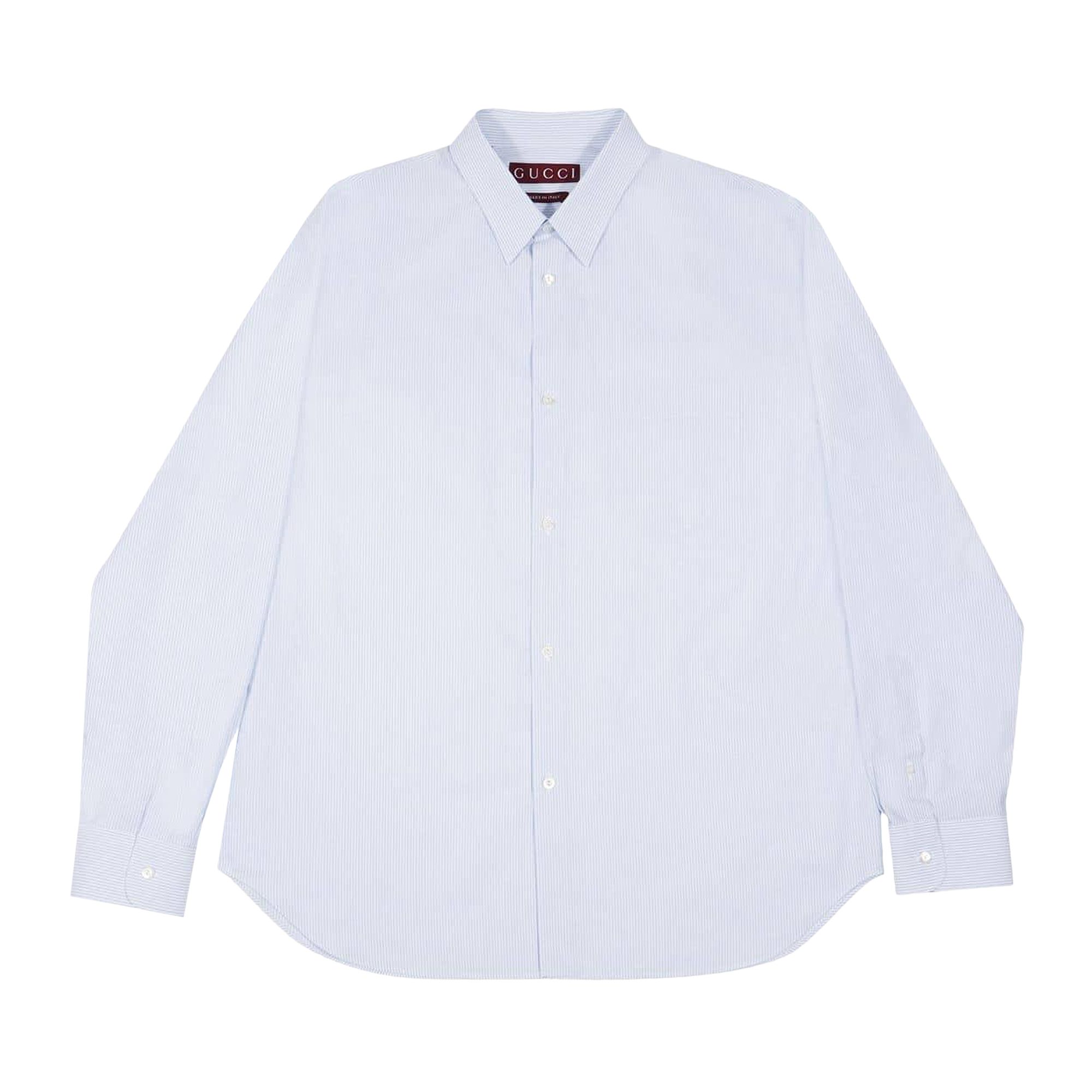 Pre-owned Gucci Striped Poplin Shirt 'white/azure' | Men's Size 18
