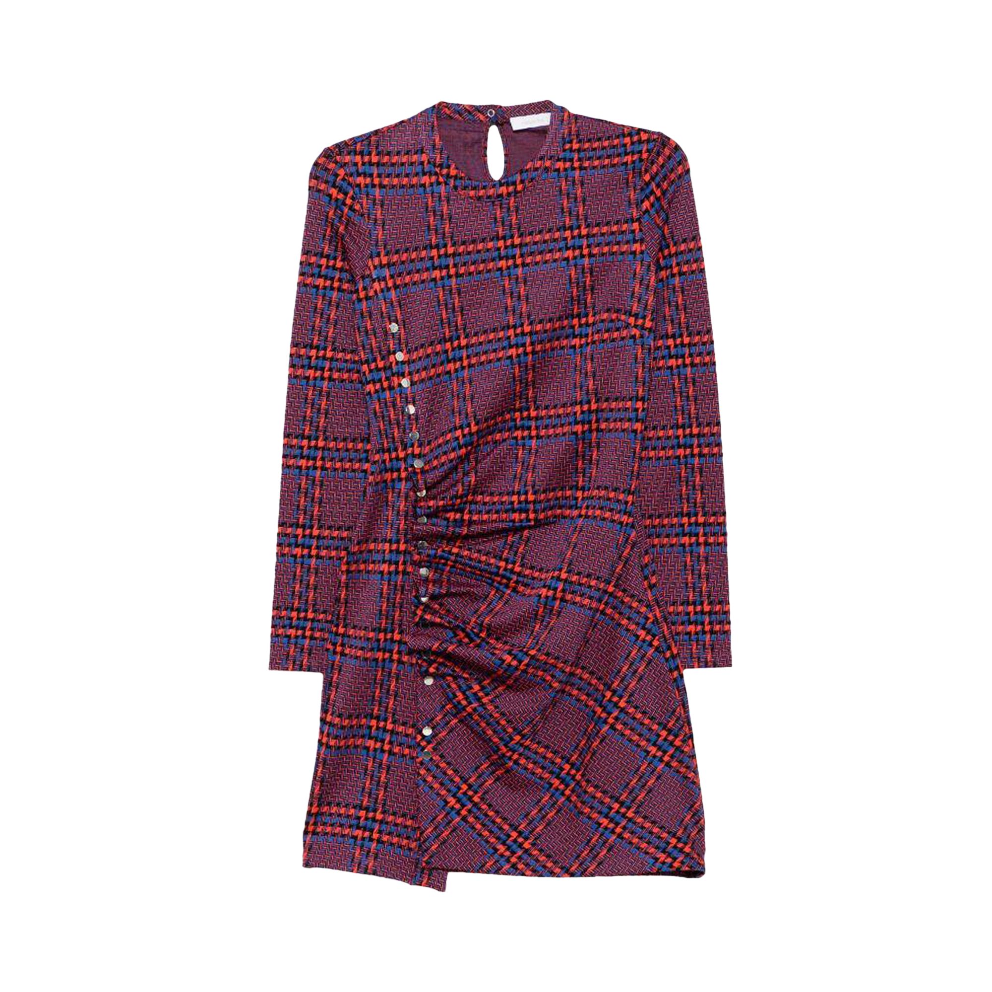 Pre-owned Rabanne Plaid Long-sleeve Dress 'red/blue' | Women's Size 38