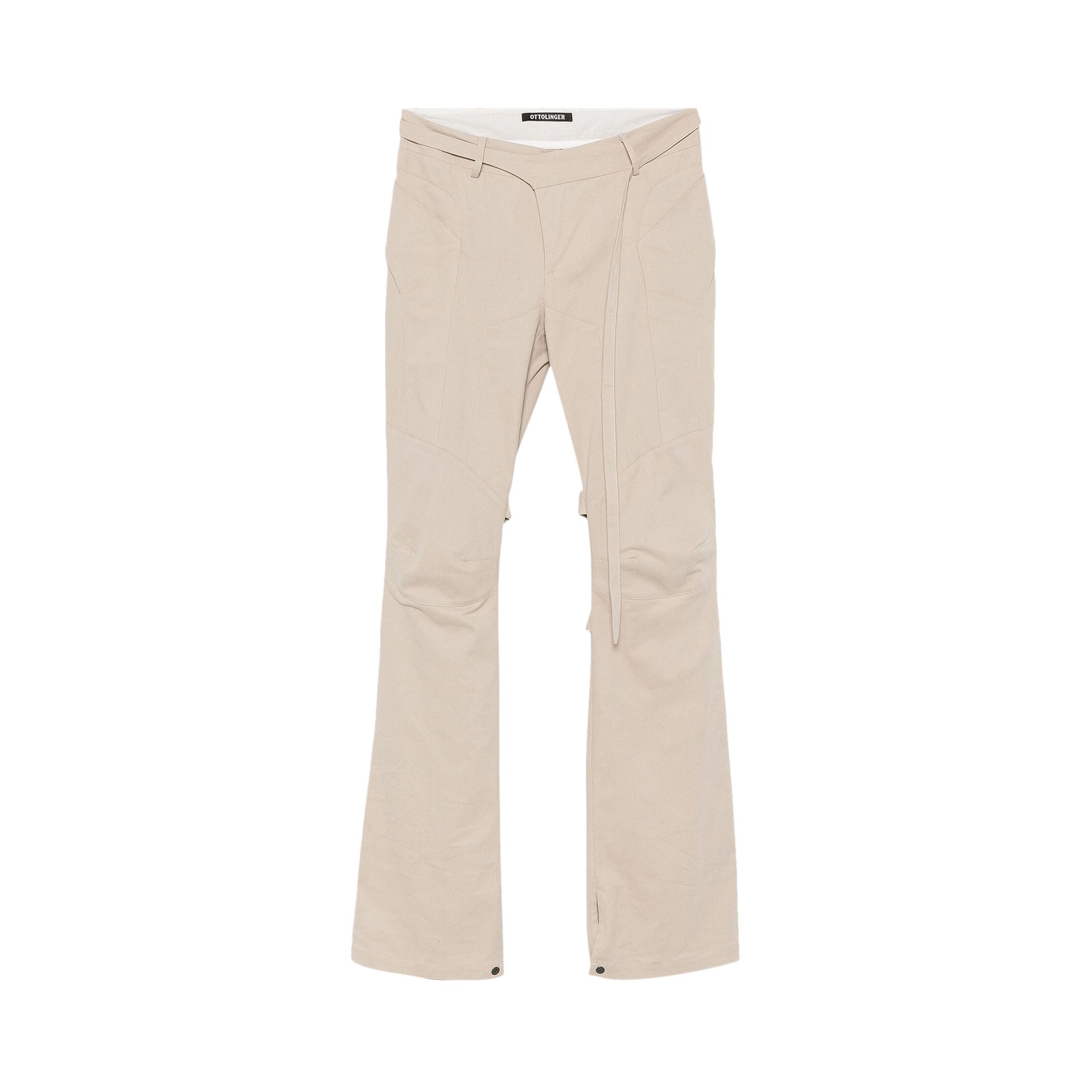 Pre-owned Ottolinger Deconstructed Flared Chino Pants 'beige' | Brown | Women's Size L