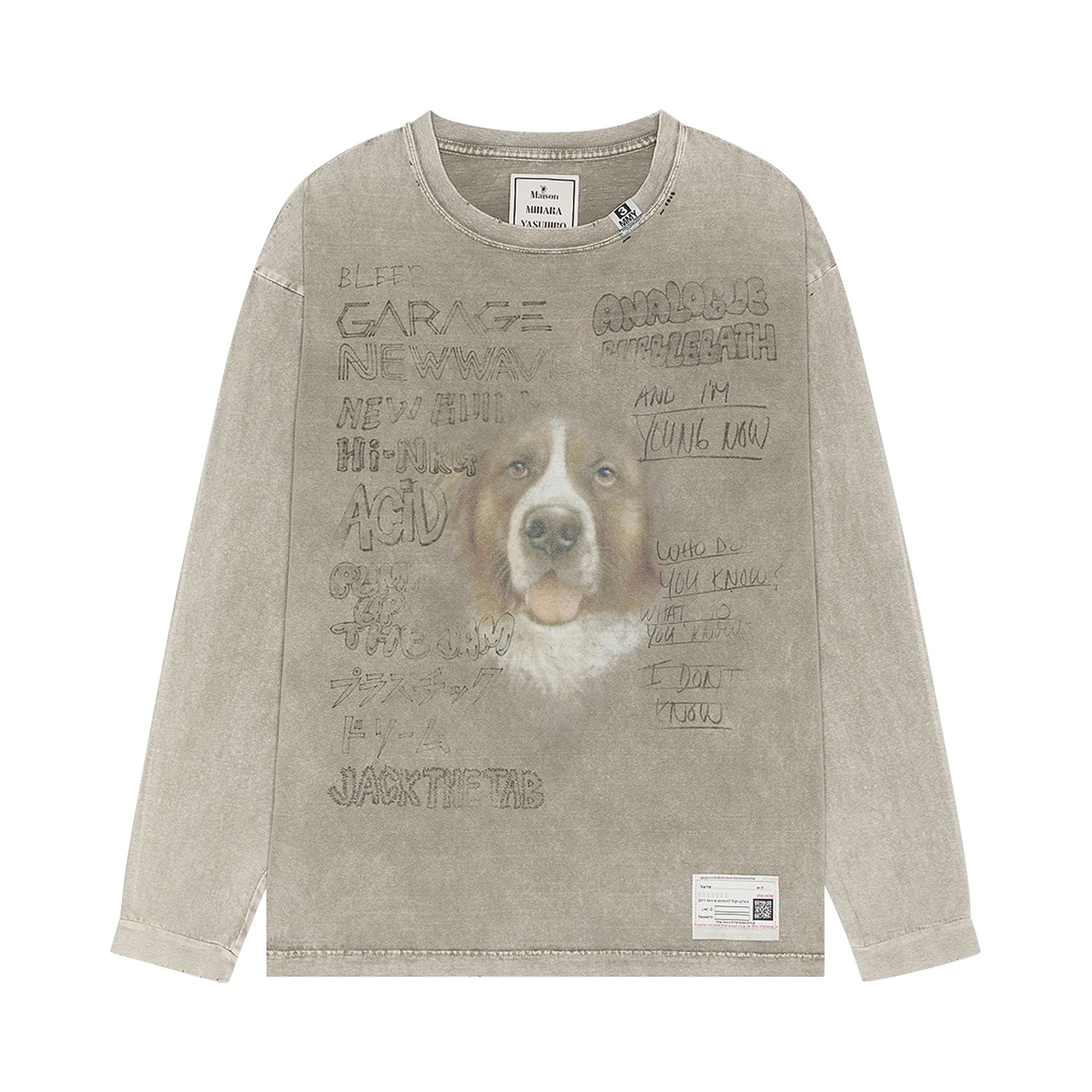 Pre-owned Miharayasuhiro Maison Mihara Yasuhiro Bleached Long-sleeve T-shirt 'beige' | Tan | Men's Size 46
