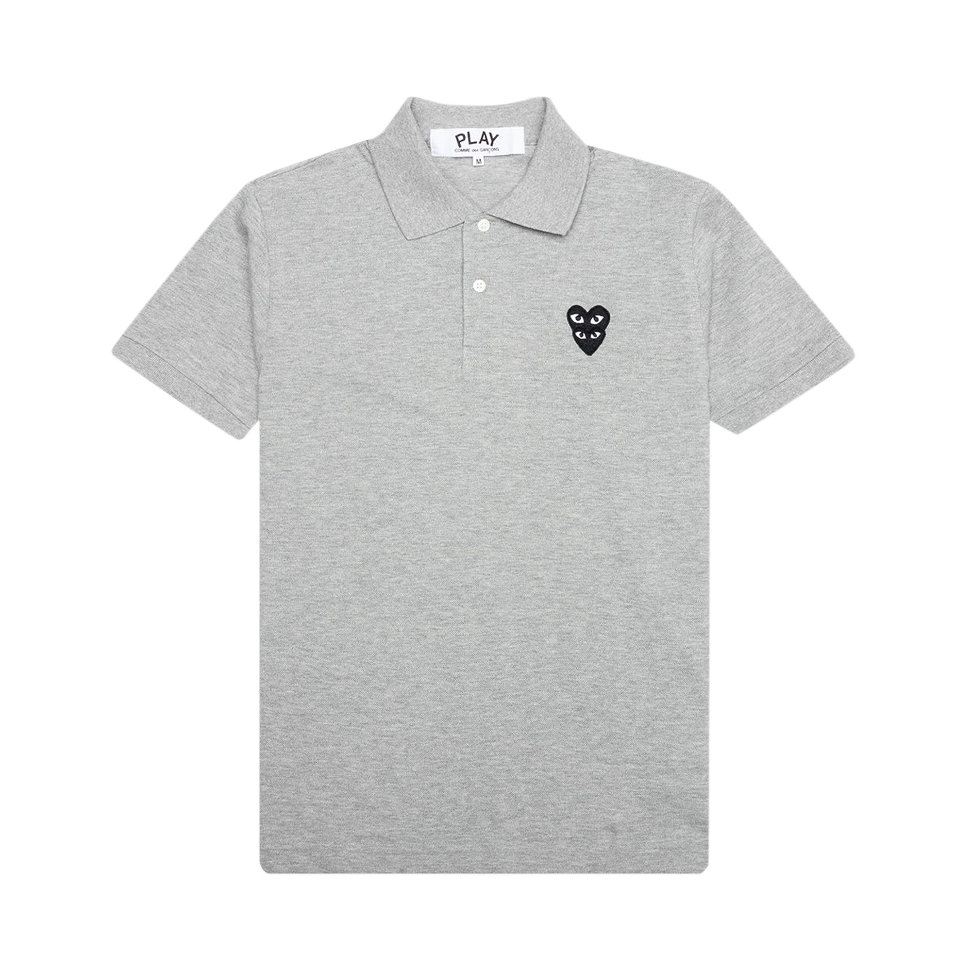 Pre-owned Comme Des Garçons Play Stacked Heart Polo Shirt 'grey/black' | Men's Size Xl