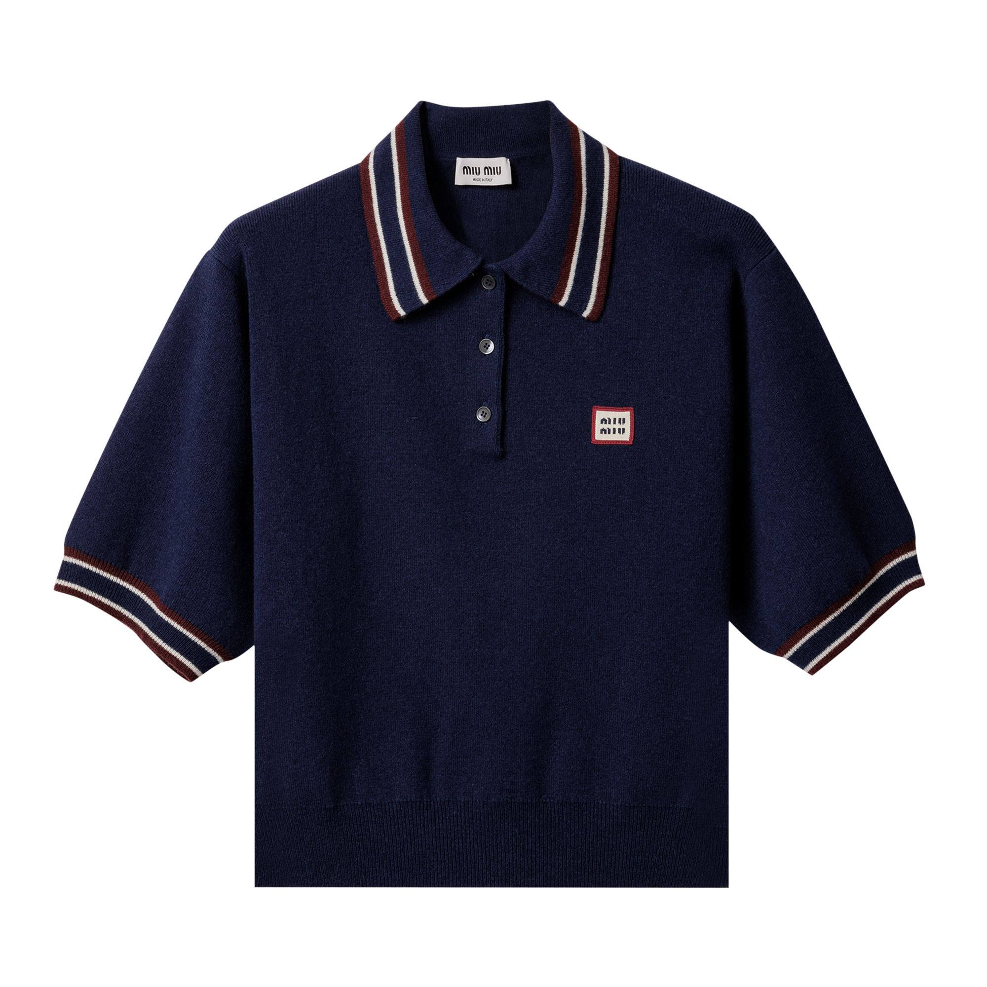 Pre-owned Miu Miu Wool And Cashmere Polo Sweater 'navy' | Blue | Women's Size 38