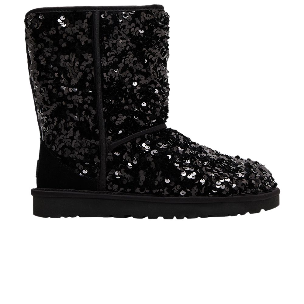 Pre-owned Ugg Wmns Classic Short Chunky 'sequin - Black'