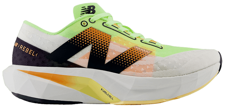 New Balance FuelCell Rebel v4 2E Wide White Bleached Lime Glo