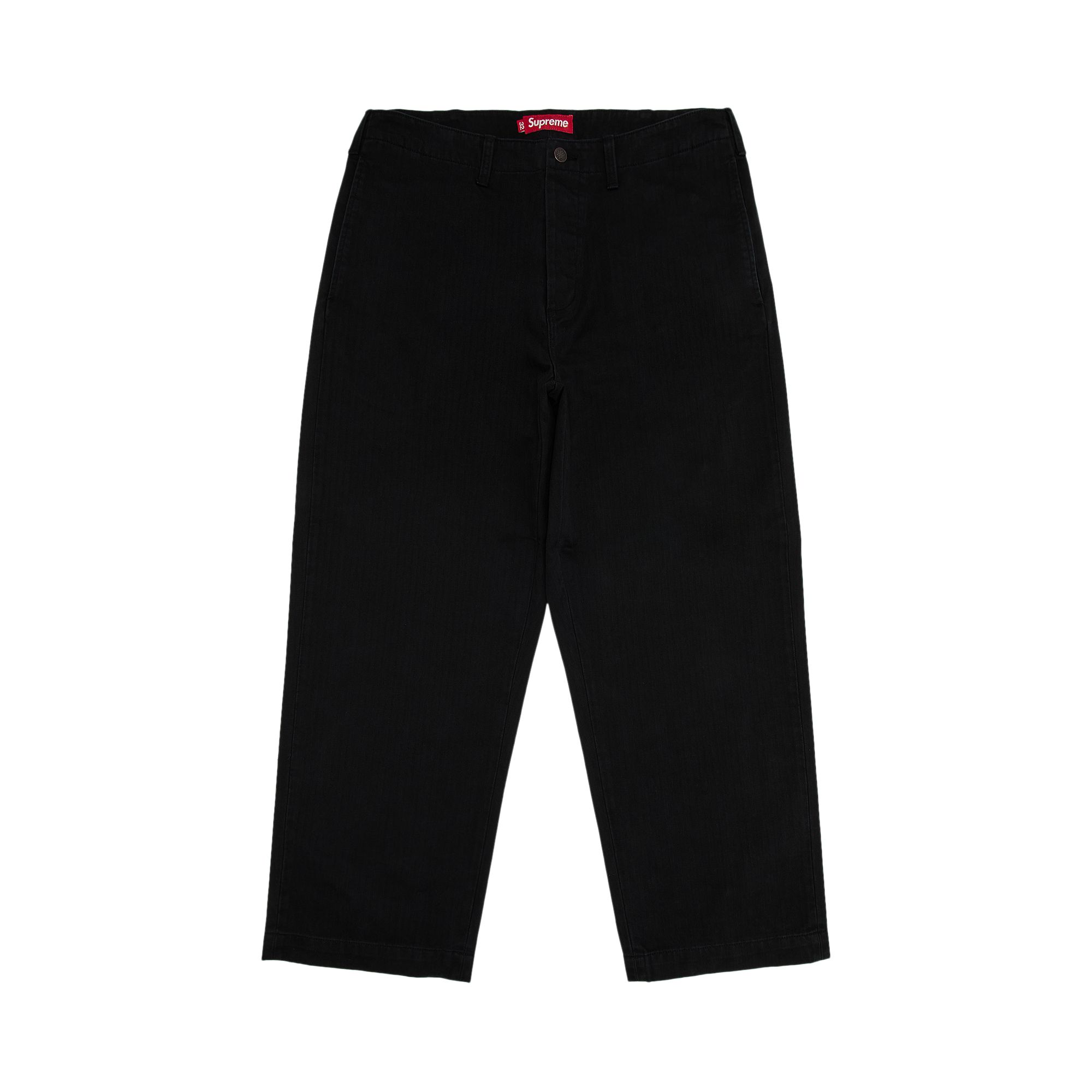 Pre-owned Supreme Washed Herringbone Chino Pant 'black' | Men's Size 32