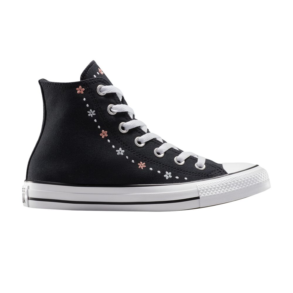 Converse Wmns Chuck Taylor All Star High 'Petite Petals - Total Eclipse White' | Black | Women's Size 8 - A14263F