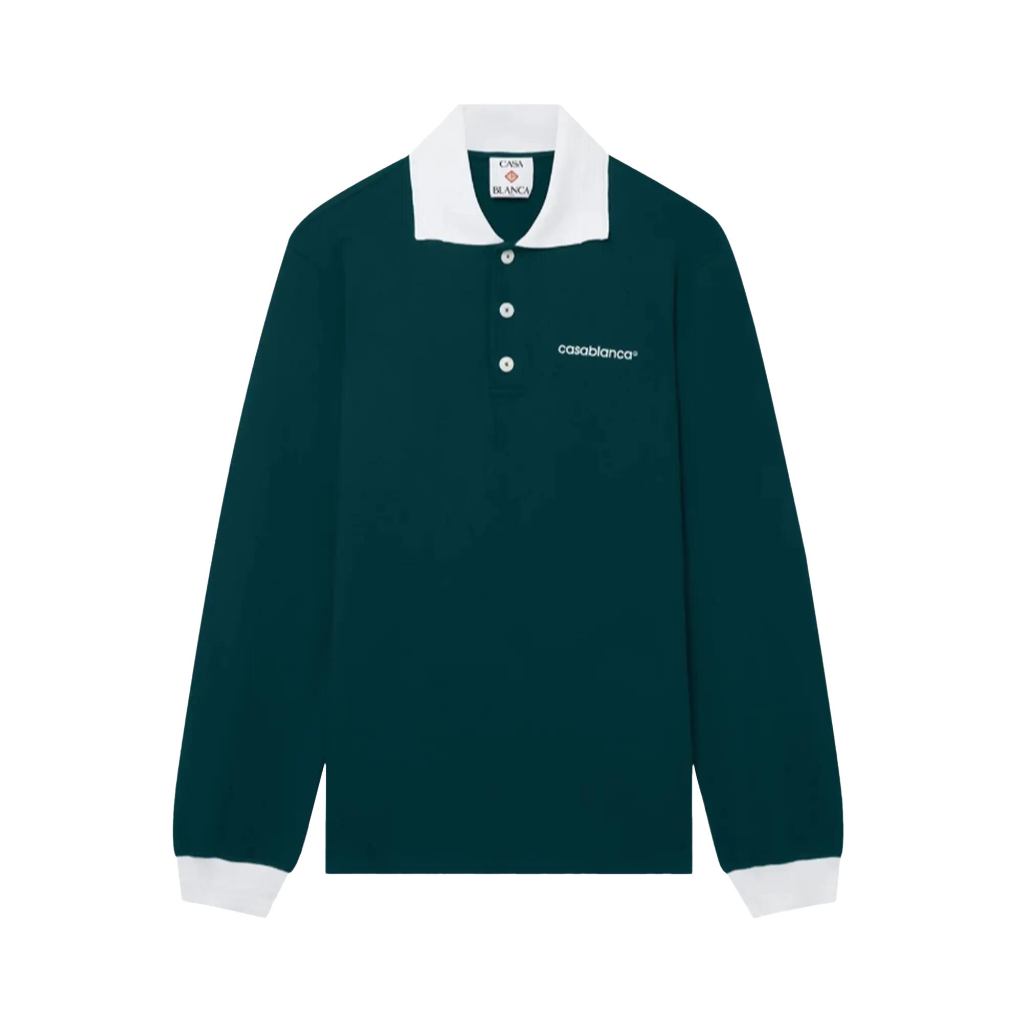 Pre-owned Casablanca Long-sleeve Viscose Polo 'green' | Men's Size Xl