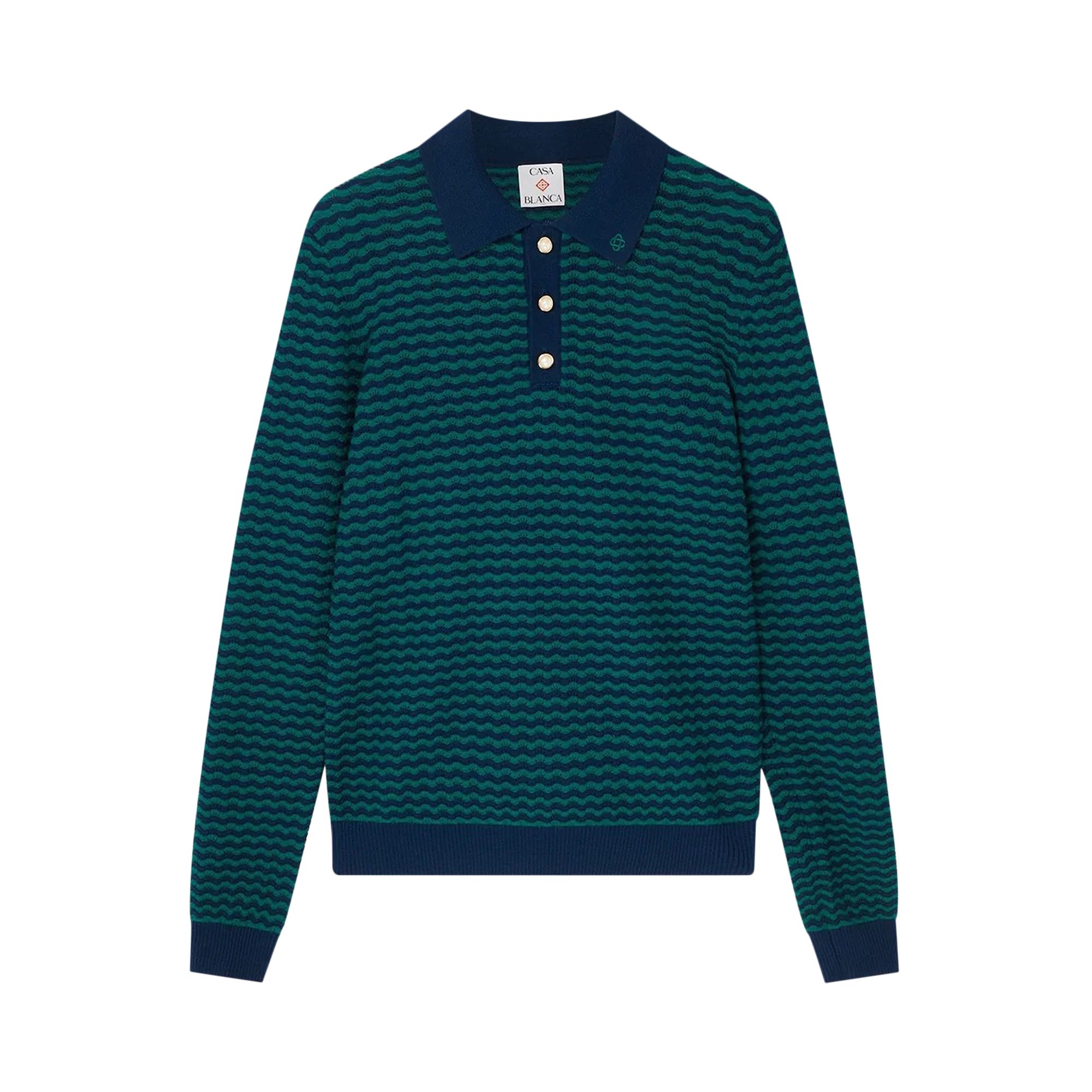 Pre-owned Casablanca Mini Wave Polo 'navy/green' | Blue | Men's Size M