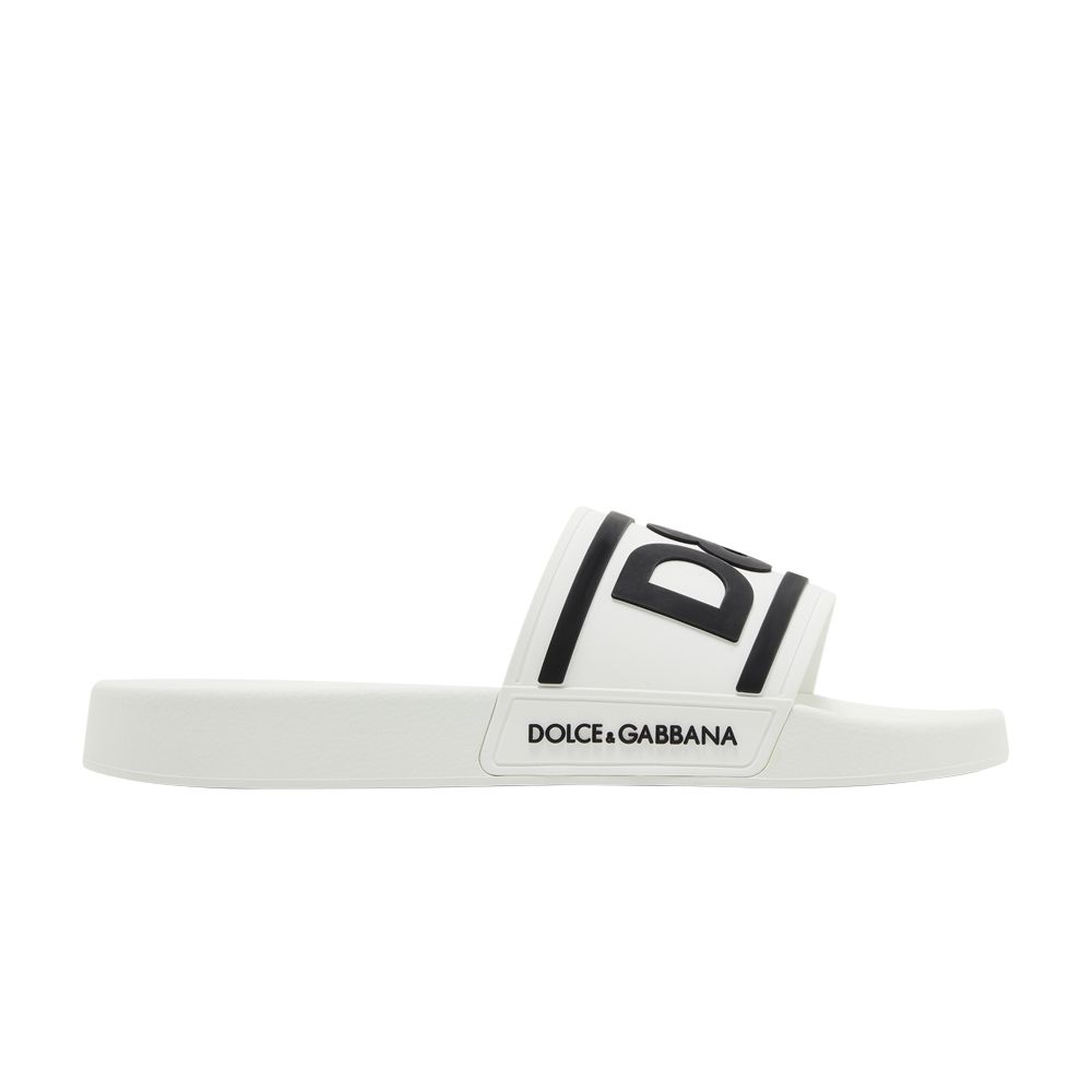 Pre-owned Dolce & Gabbana Slides 'dg Logo - White Black' | Men's Size 42