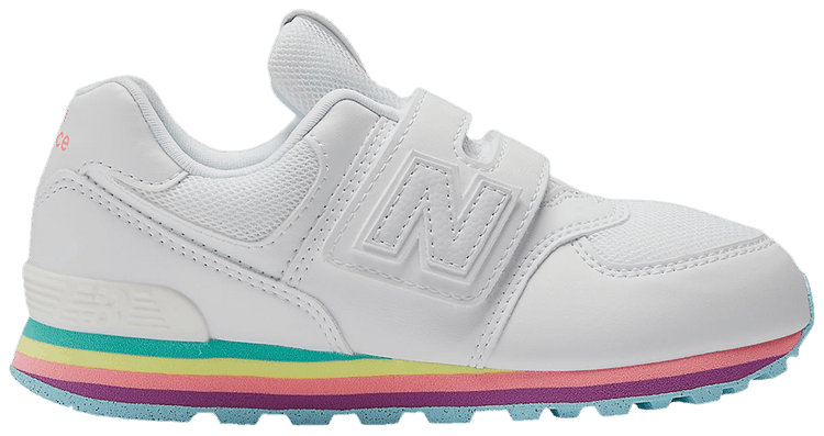 New Balance 574 Hook  Loop Little Kid Wide White Team Sky Blue