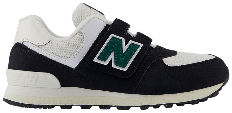 New Balance 574 Hook  Loop Little Kid Wide Black Marsh Green