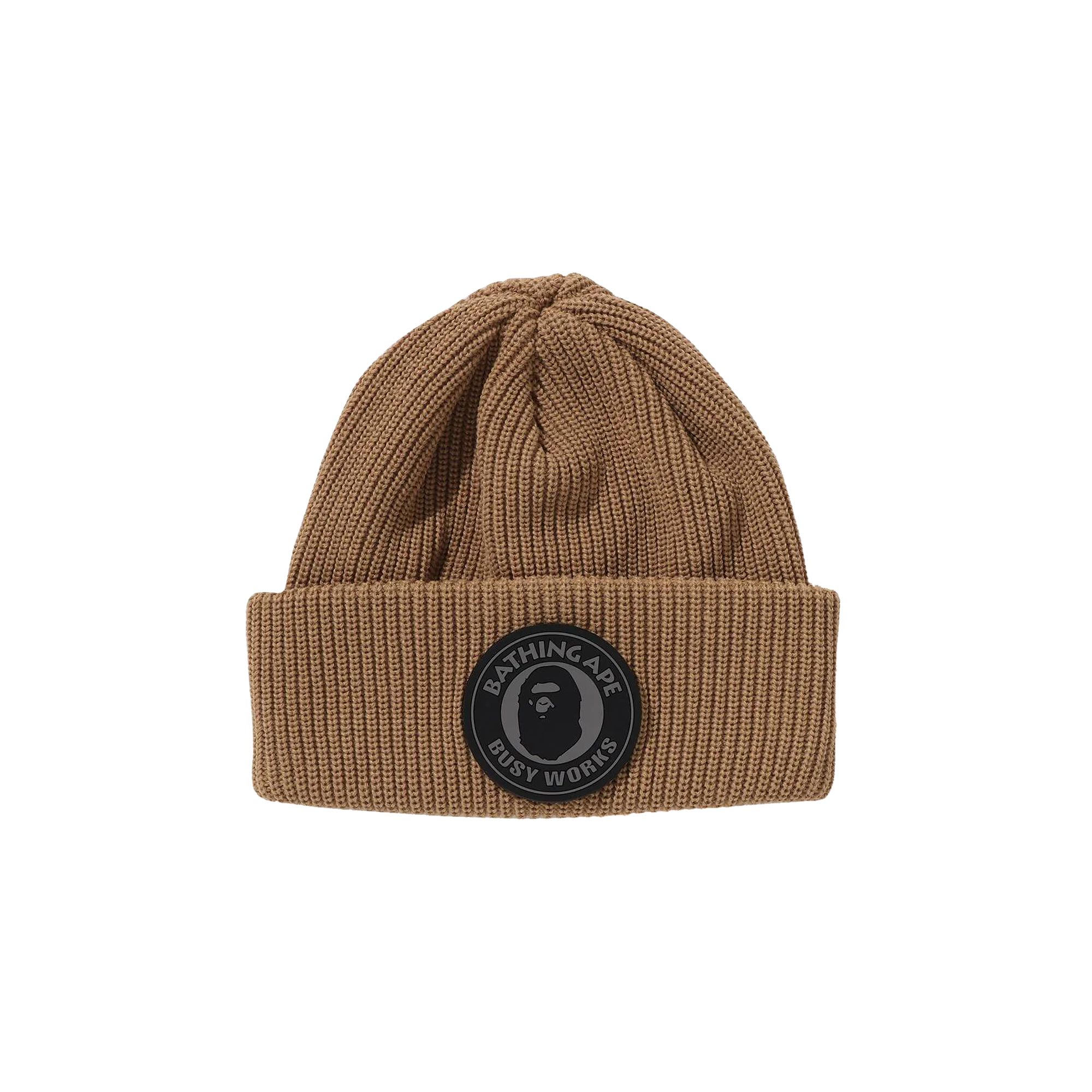 Pre-owned Bape Busy Work Knit Cap 'beige' | Tan | Men's Size Onesize