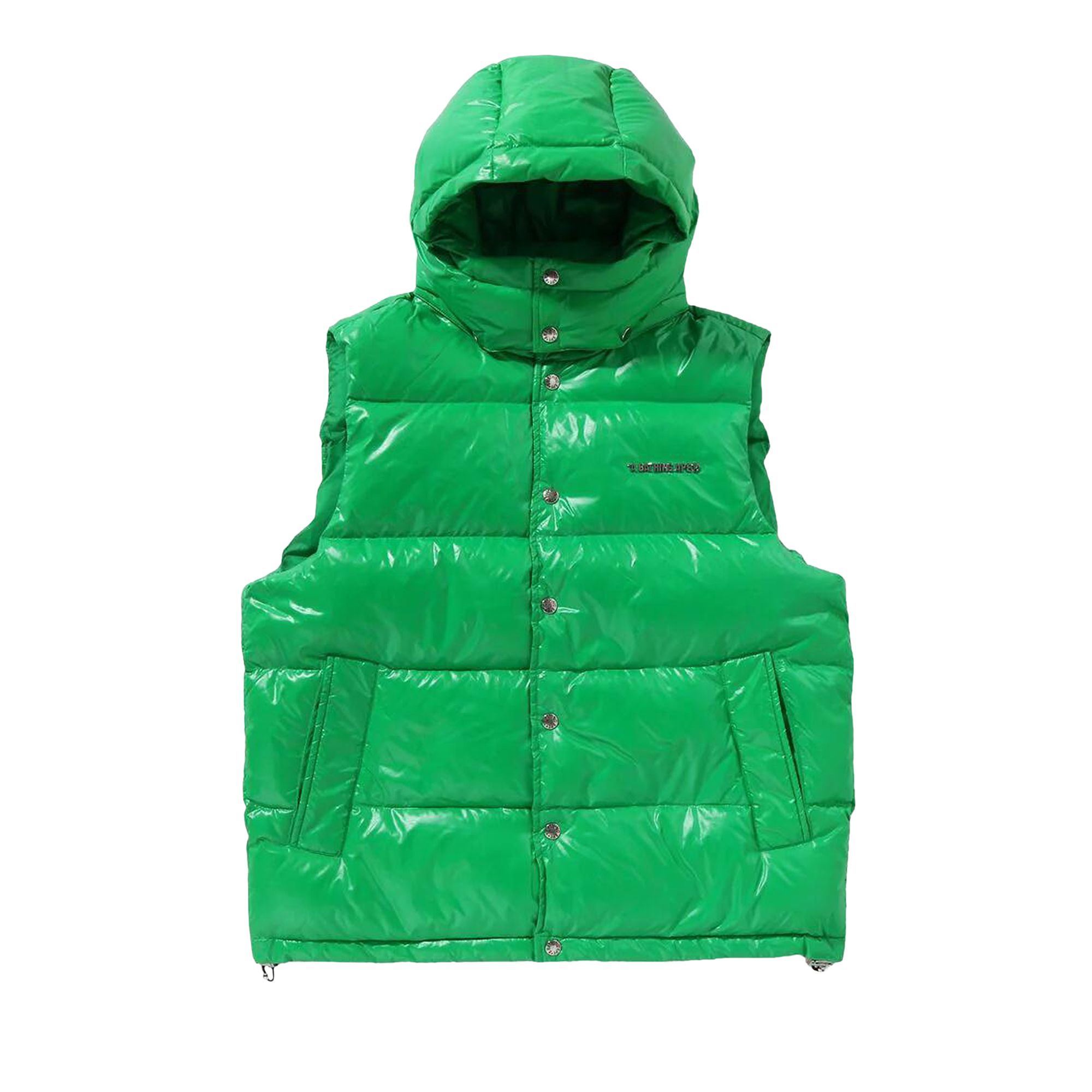 Pre-owned Bape Line Camo Debossed Nylon Down Vest 'green'