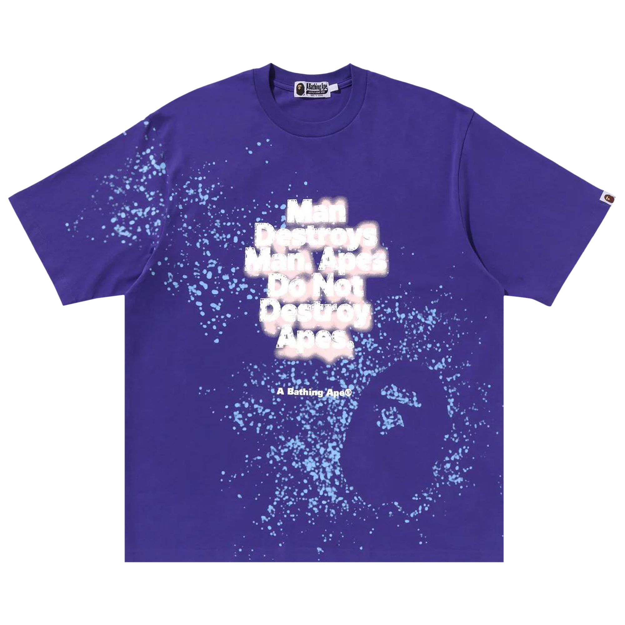 Pre-owned Bape Spray Print Slogan Relaxed Fit Tee 'purple' | Men's Size Xl