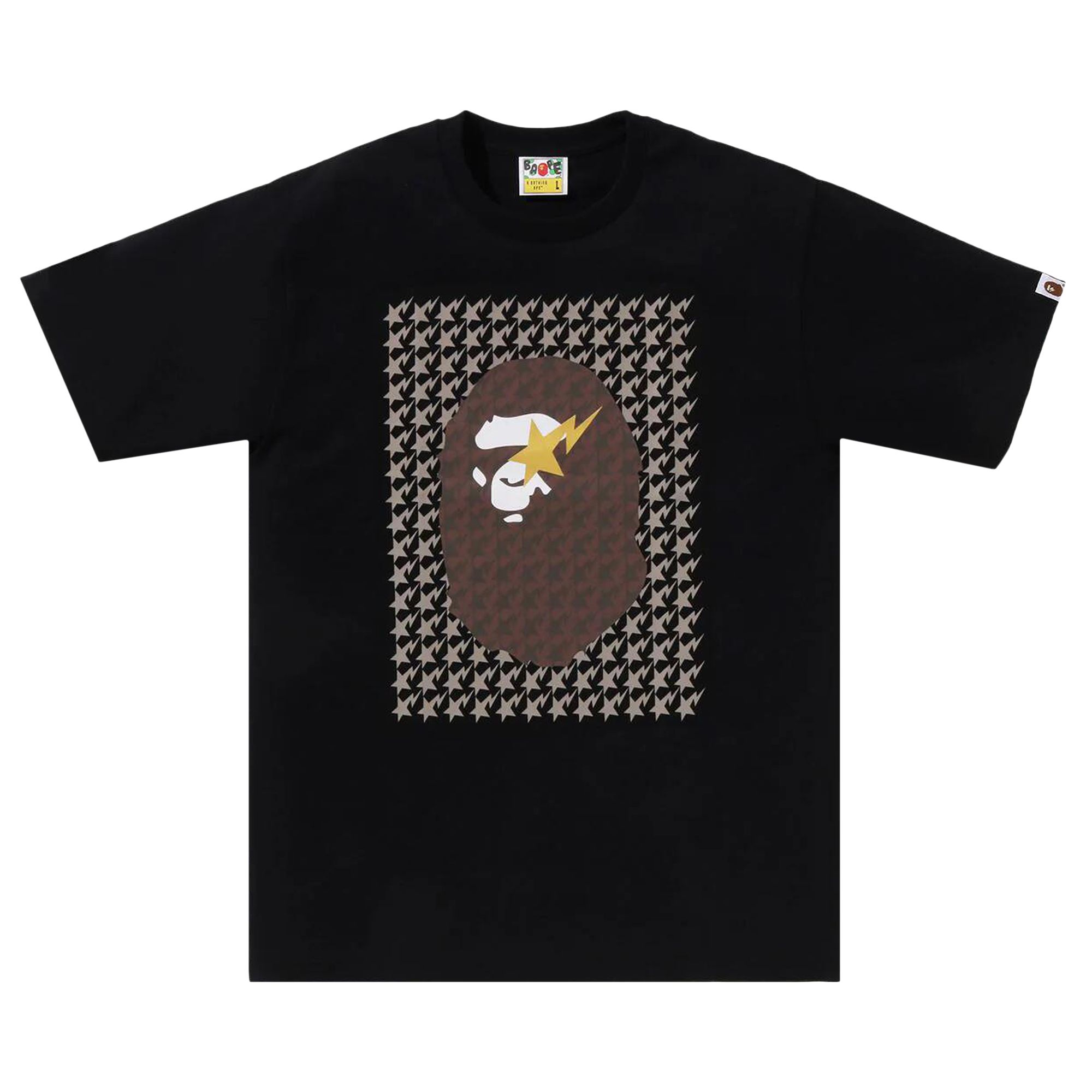Pre-owned Bape Sta Houndstooth Ape Head Tee 'black/brown'