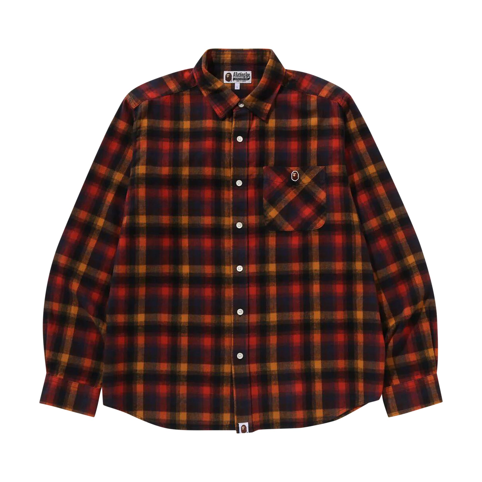 Pre-owned Bape Ape Head One Point Check Relaxed Fit Shirt 'red'