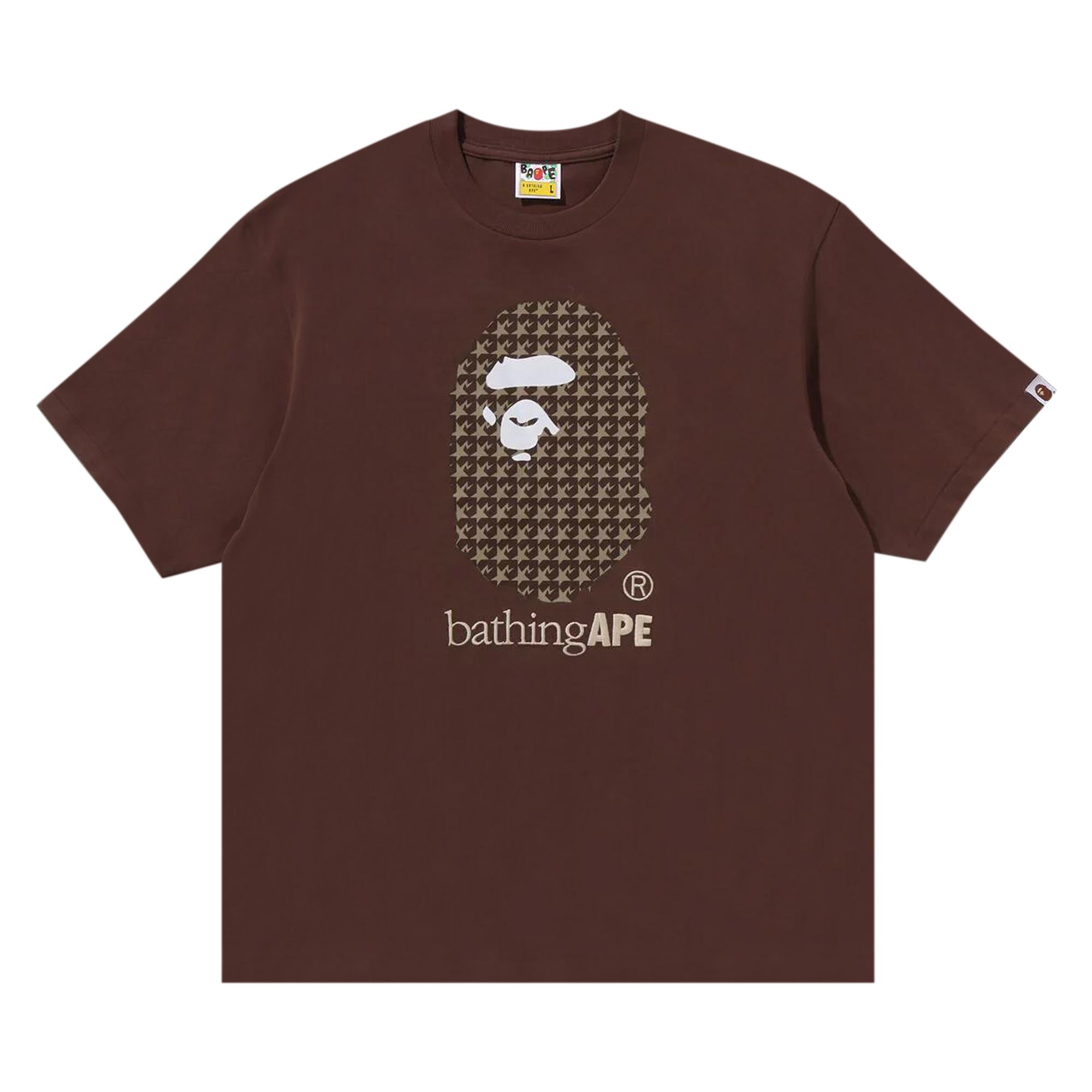 Pre-owned Bape Sta Houndstooth By Bathing Ape Relaxed Fit Tee 'brown' | Men's Size M