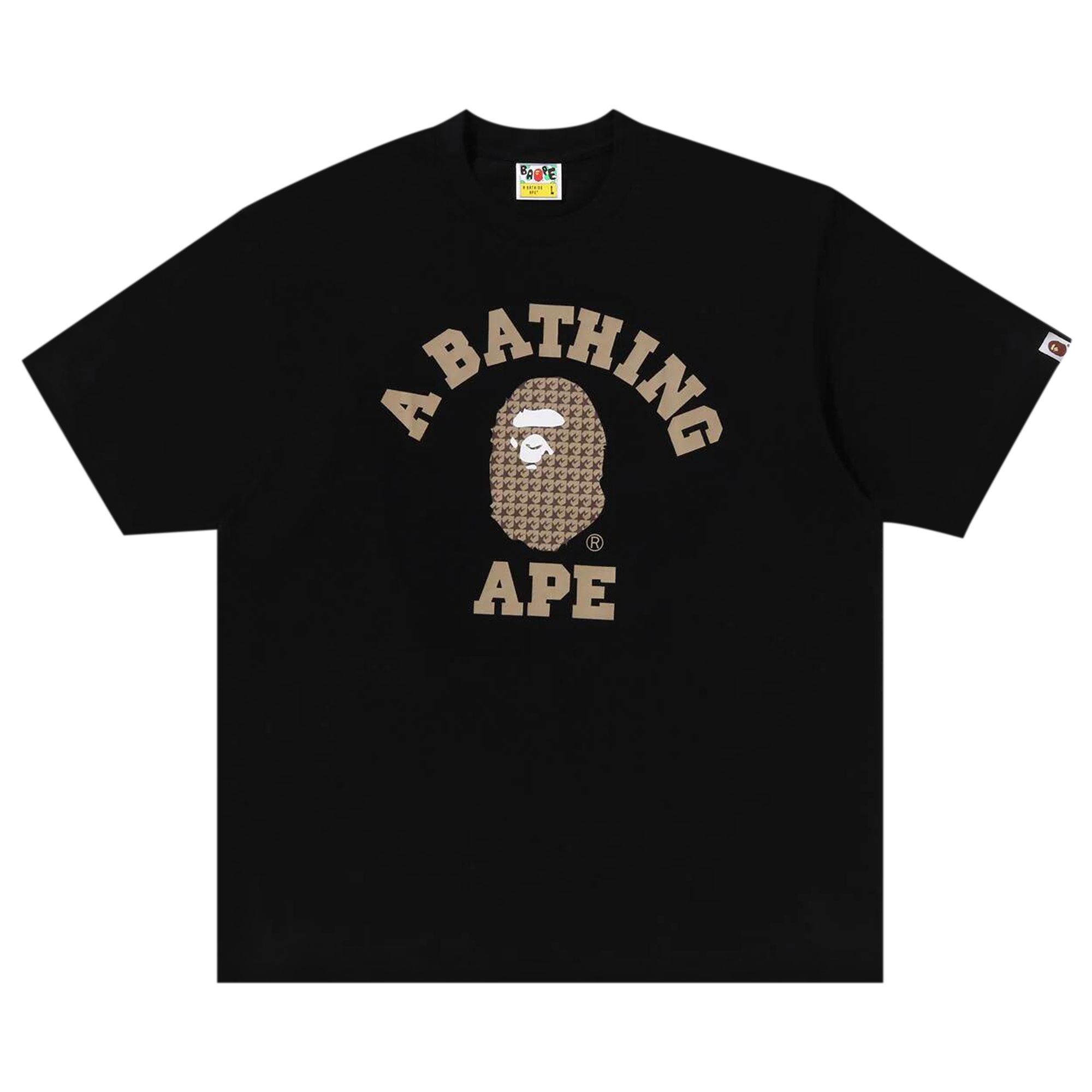 Pre-owned Bape Sta Houndstooth College Relaxed Fit Tee 'black' | Men's Size Xl
