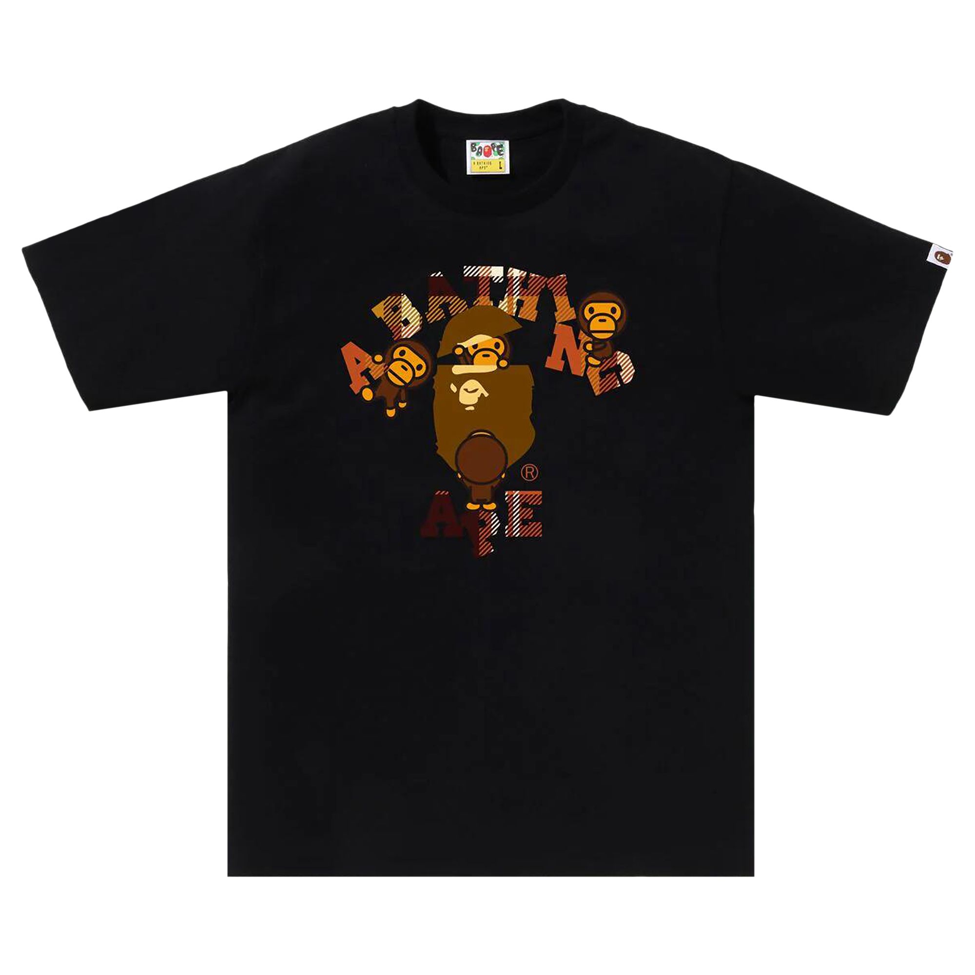 Pre-owned Bape Check College Milo Tee 'black' | Men's Size Xl
