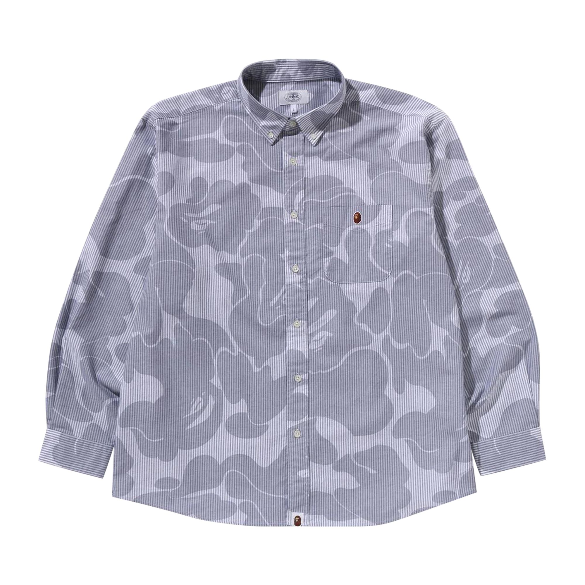 Pre-owned Bape Stripe Camo Relaxed Fit Shirt 'grey' In Gray