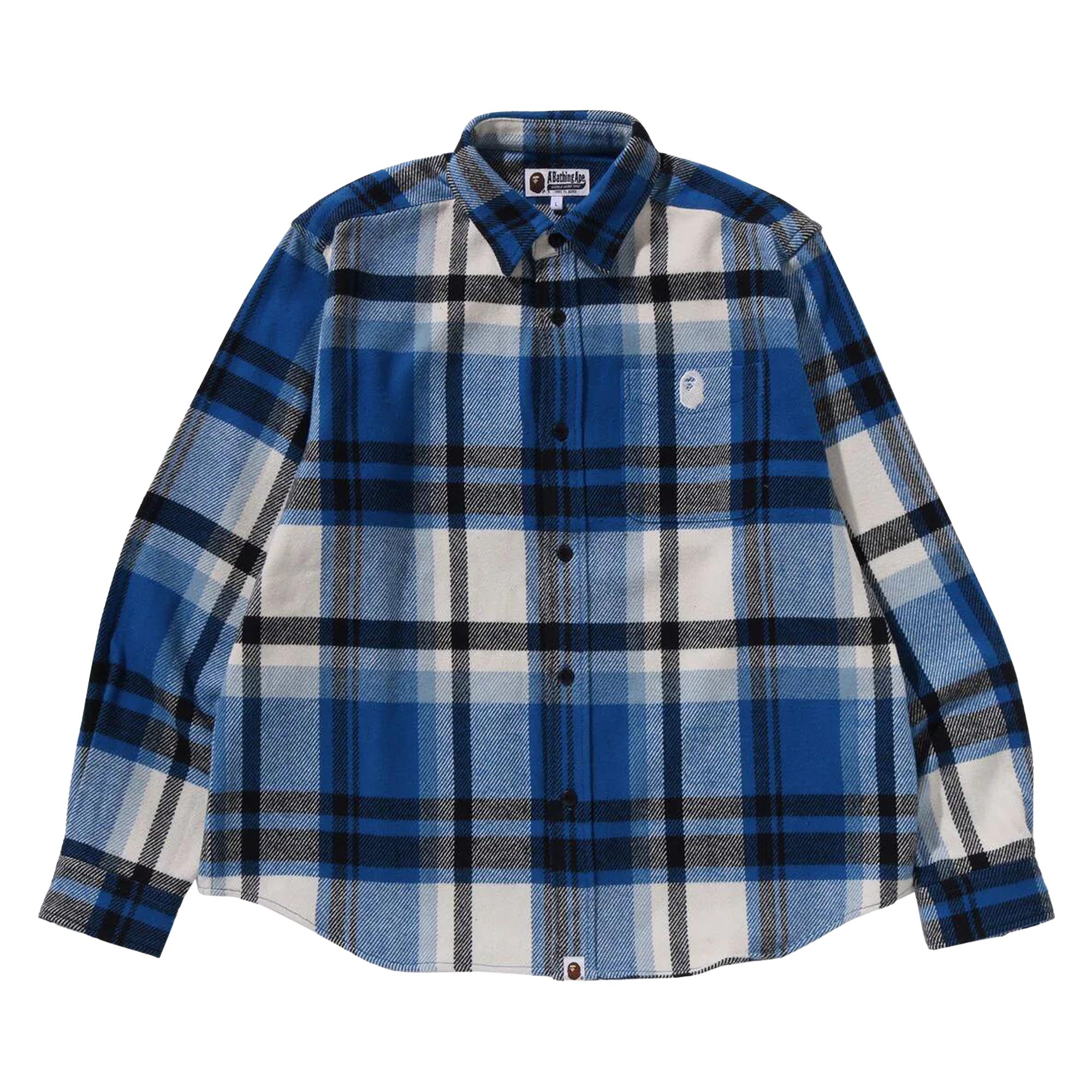Pre-owned Bape Check Relaxed Fit Shirt 'blue'