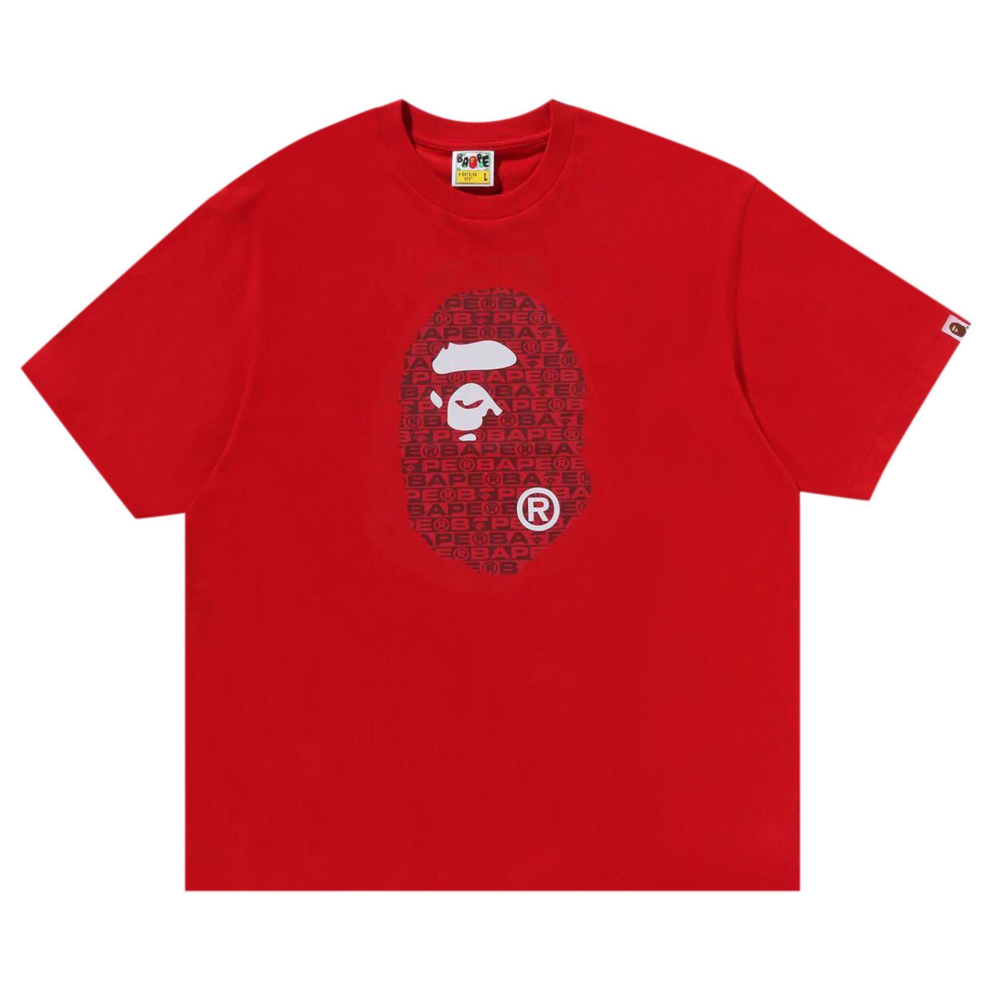 Pre-owned Bape Lux Sport Pattern Ape Head Relaxed Fit Tee 'red' | Men's Size Xl