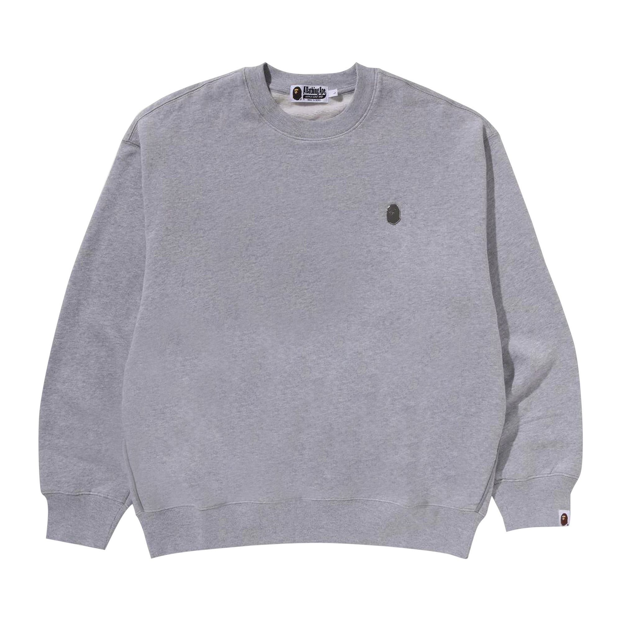 Pre-owned Bape One Point Relaxed Fit Crewneck Sweatshirt 'grey' In Gray