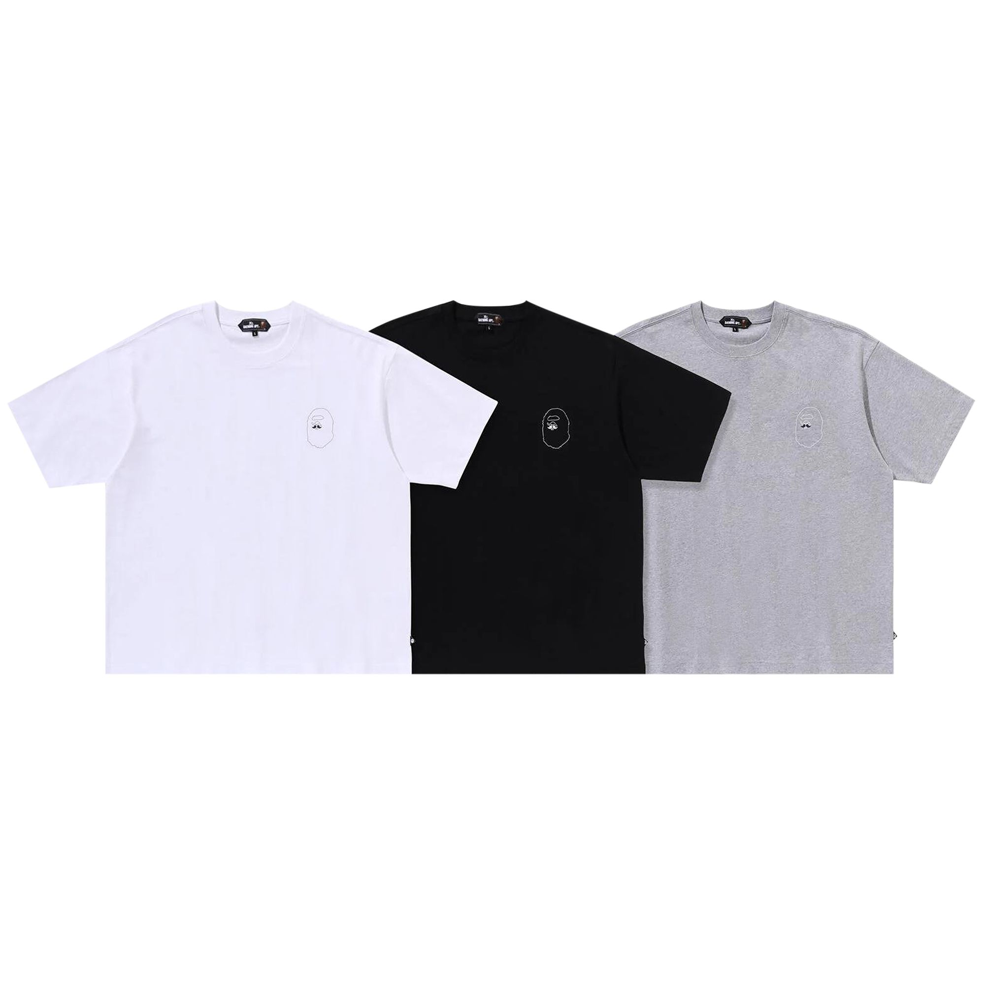 Pre-owned Bape Logo Tee (3 Pack) 'white/black'